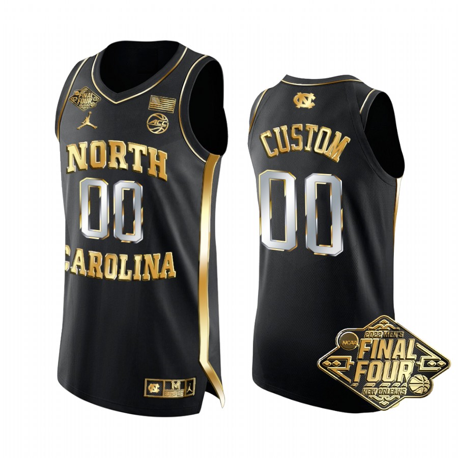 UNC Carolina Custom 2022 March Madness Final Four #00 Jersey Black Golden Edition