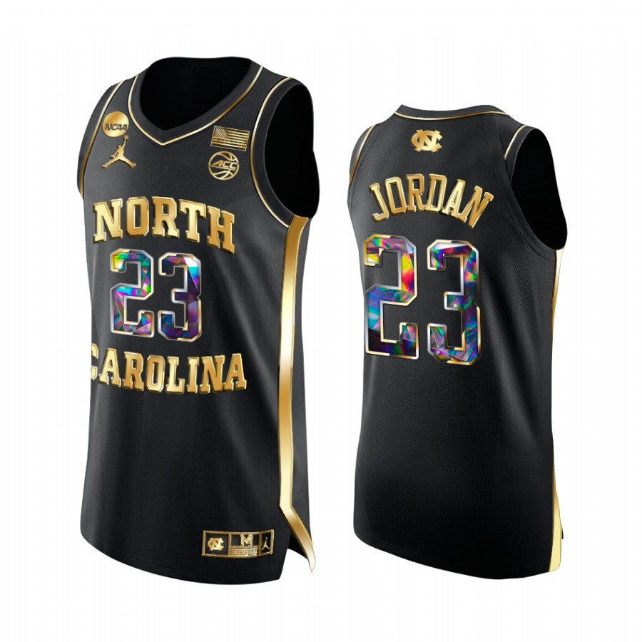 UNC Michael Jordan Jersey Golden Diamond Edition Black Alumni Uniform
