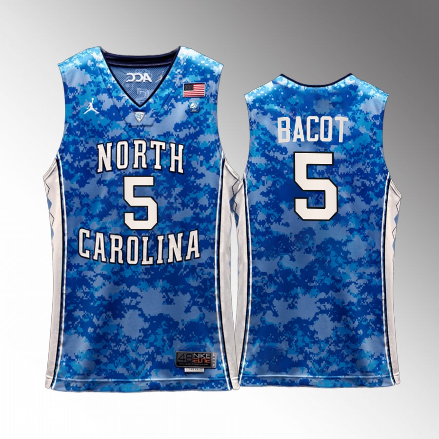 UNC Tar Heels Armando Bacot Jersey 2022 Carrier Classic Veterans Day Blue Uniform