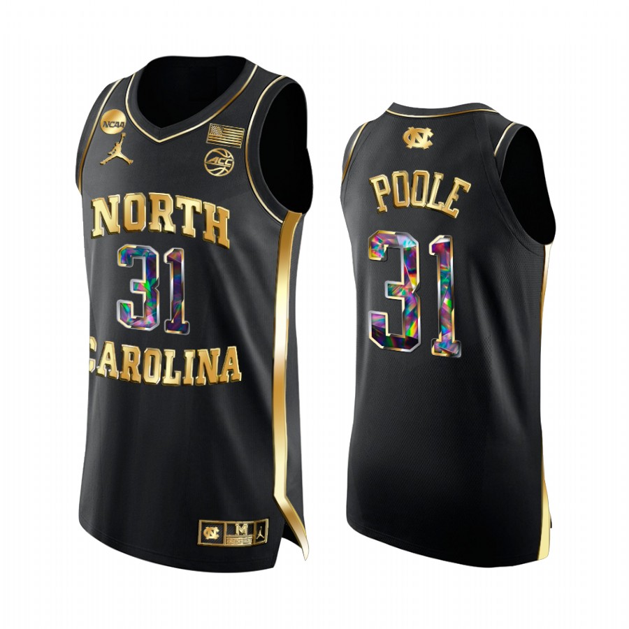 UNC Women's Anya Poole Jersey 2022 NCAA March Madness Black Golden Diamond Edition Uniform