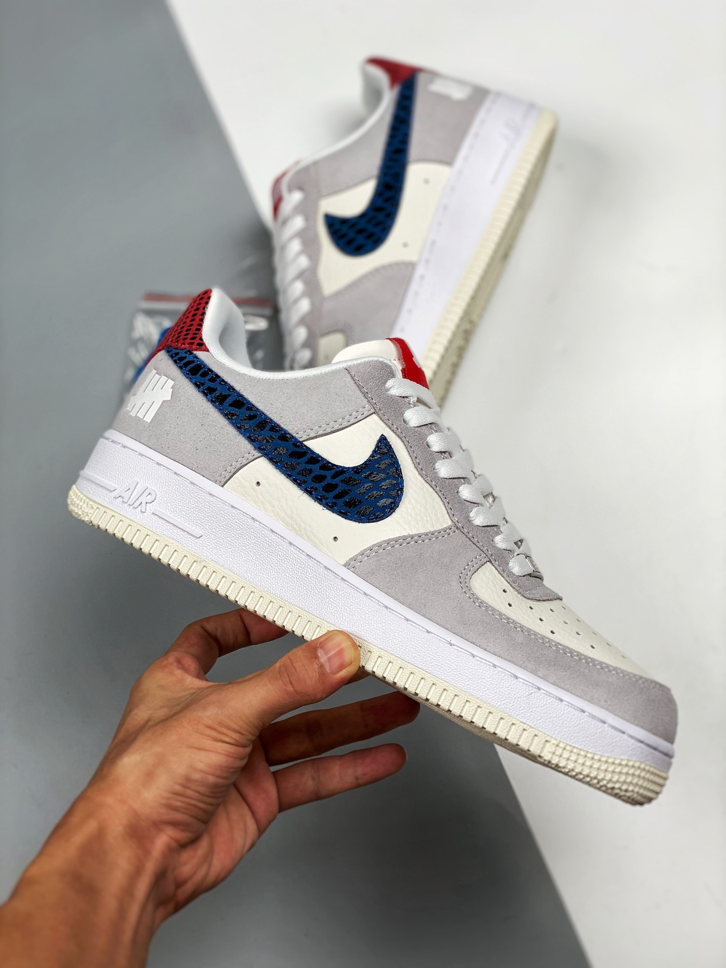 Undefeated x Nike Air Force 1 Low ‘5 On It’ Grey Fog/Imperial Blue For Sale