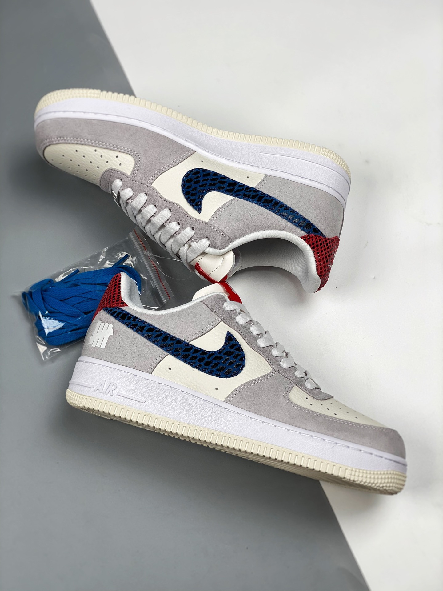 Undefeated x Nike Air Force 1 Low ‘5 On It’ Grey Fog/Imperial Blue For Sale
