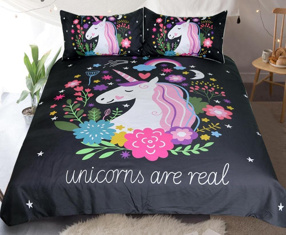 Unicorn Cartoon Print3D Customized Duvet Cover Bedding Set