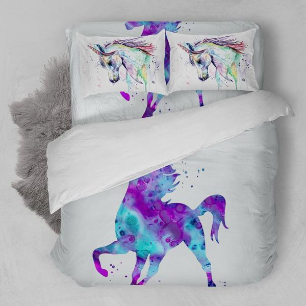 Unicorn Color Painting 3D Customized Duvet Cover Bedding Set