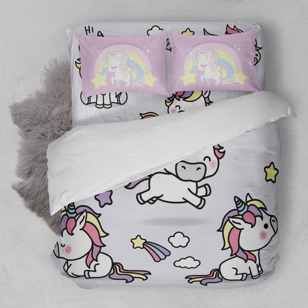 Unicorn Funny Cute 3D Customized Duvet Cover Bedding Set