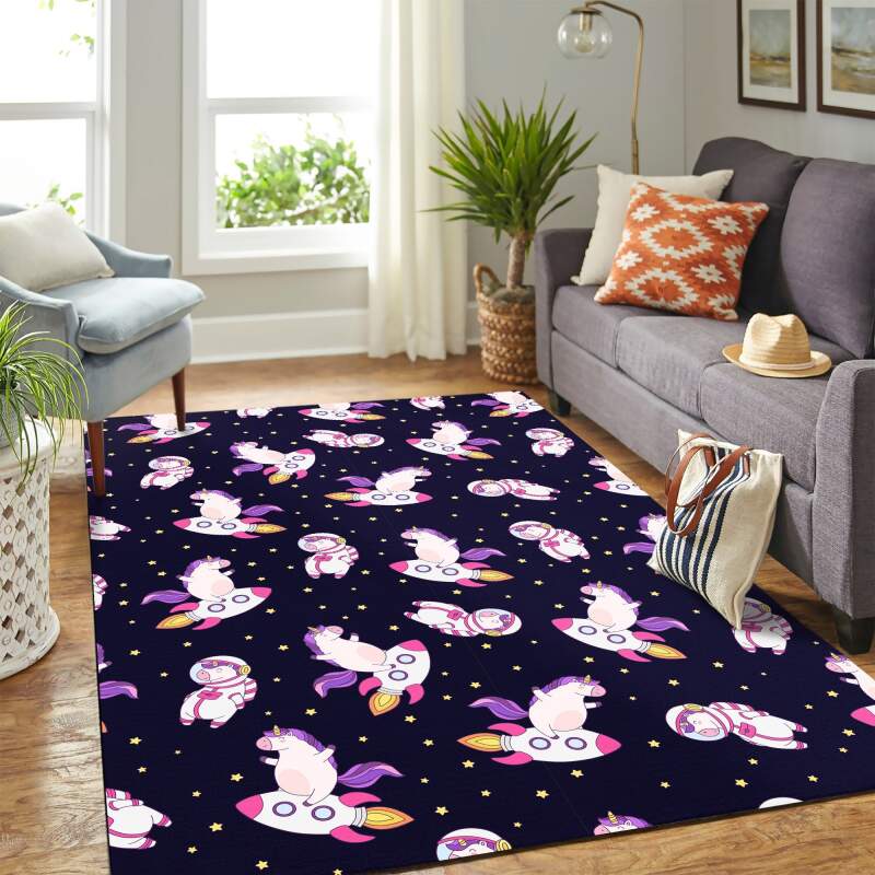 Unicorn Galaxy Pattern Carpet Floor Area Rectangle Rug