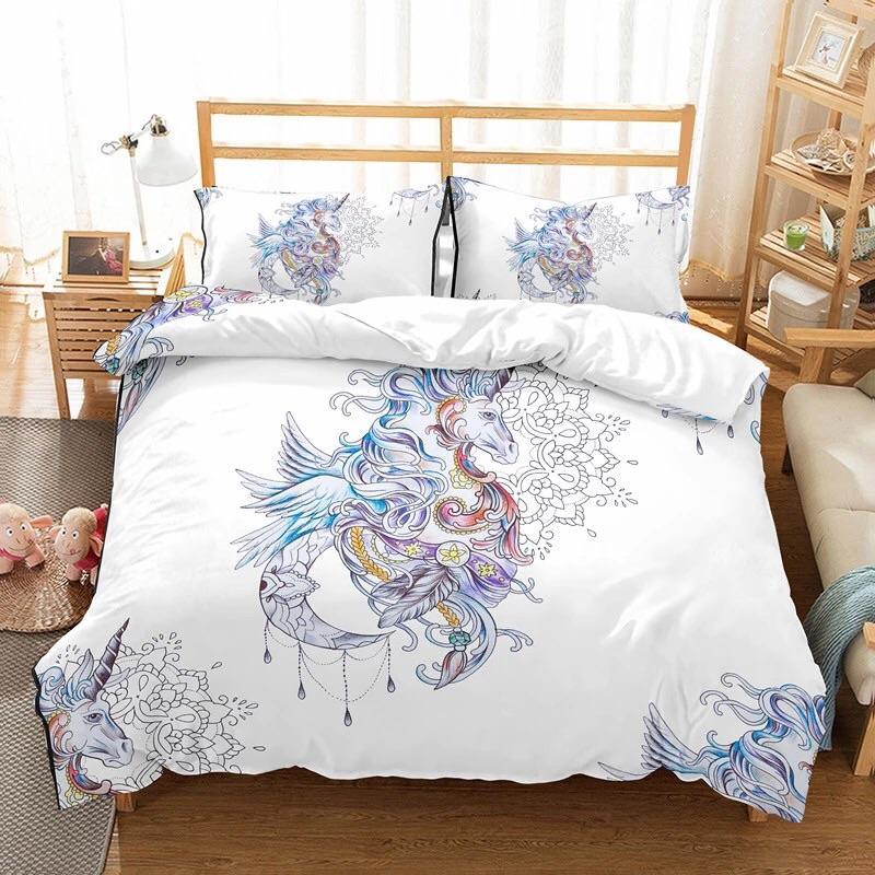 Unicorn Mandala 3D Customized Duvet Cover Bedding Set