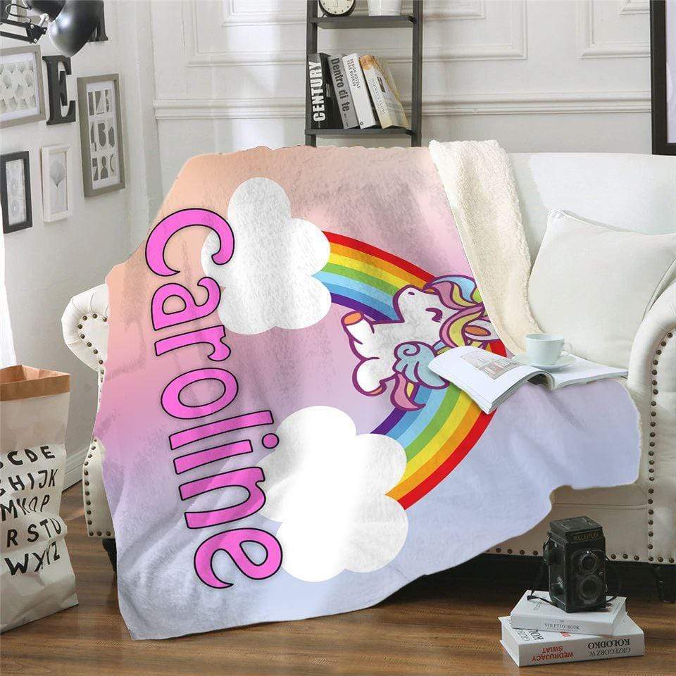 Unicorn Personalized Sherpa Fleece Blanket