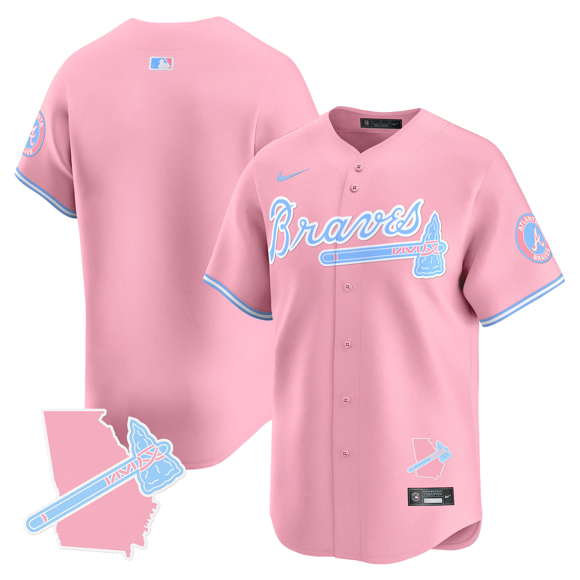 Unisex Atlanta Braves Bubblegum Pink Vapor Premier Limited Pink Jersey - All Stitched