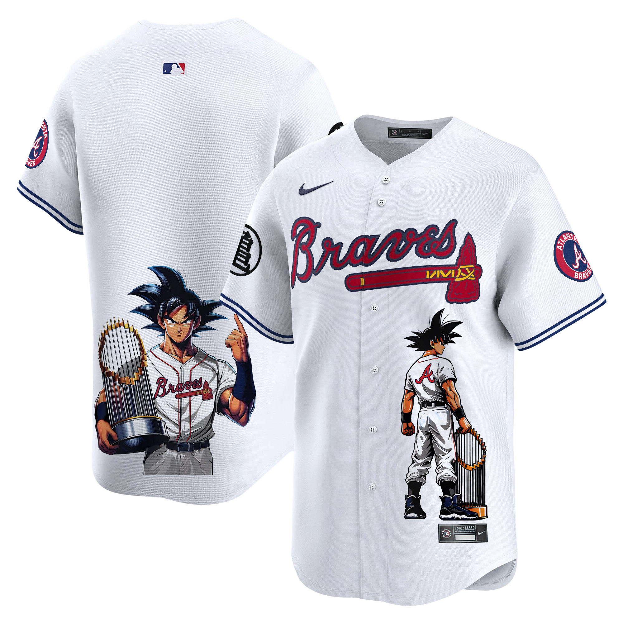 Unisex Atlanta Braves Dragon Ball Son Goku Vapor Premier Limited White Jersey - Printed