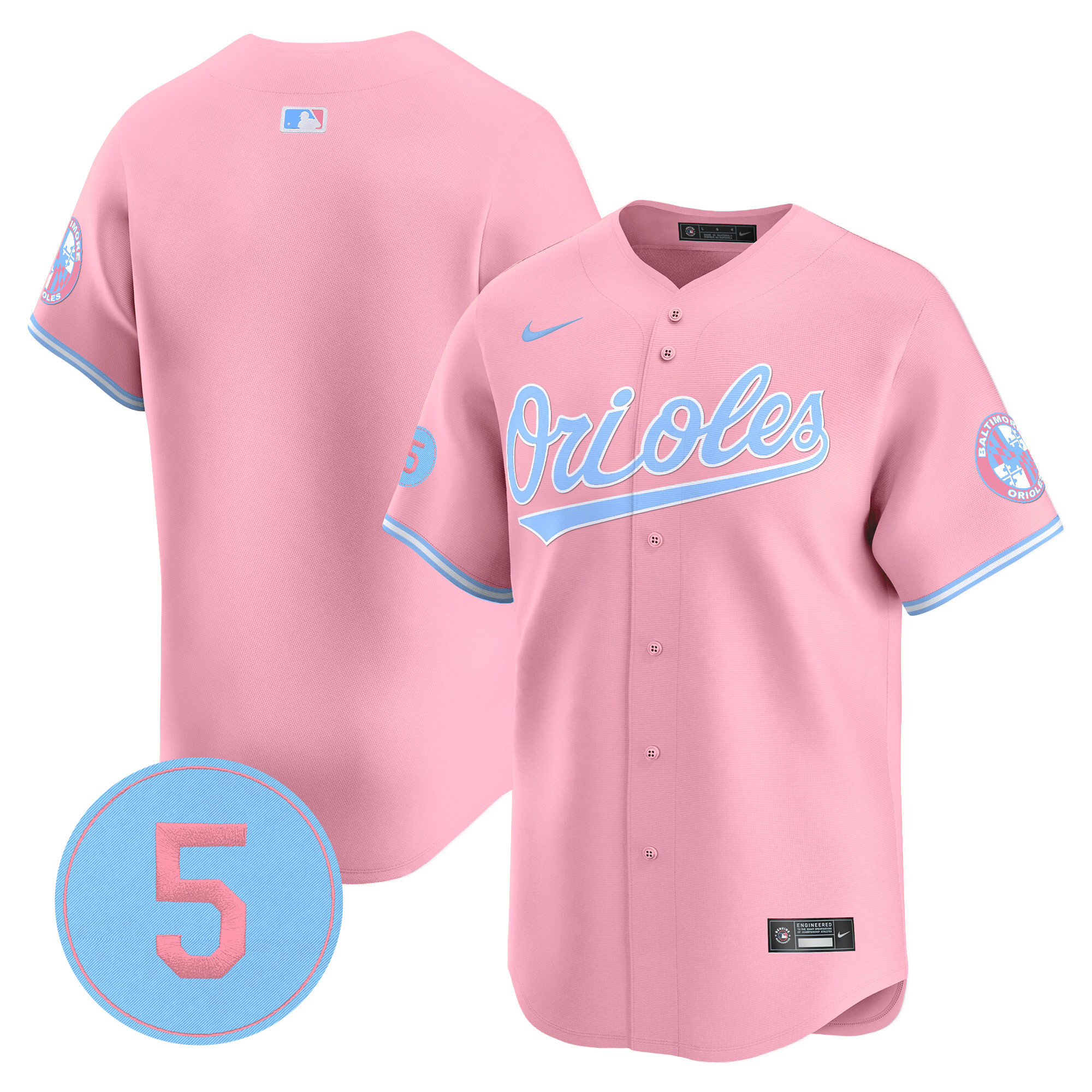 Unisex Baltimore Orioles Bubblegum Pink Robinson Patch Vapor Premier Limited Pink Jersey - All Stitched