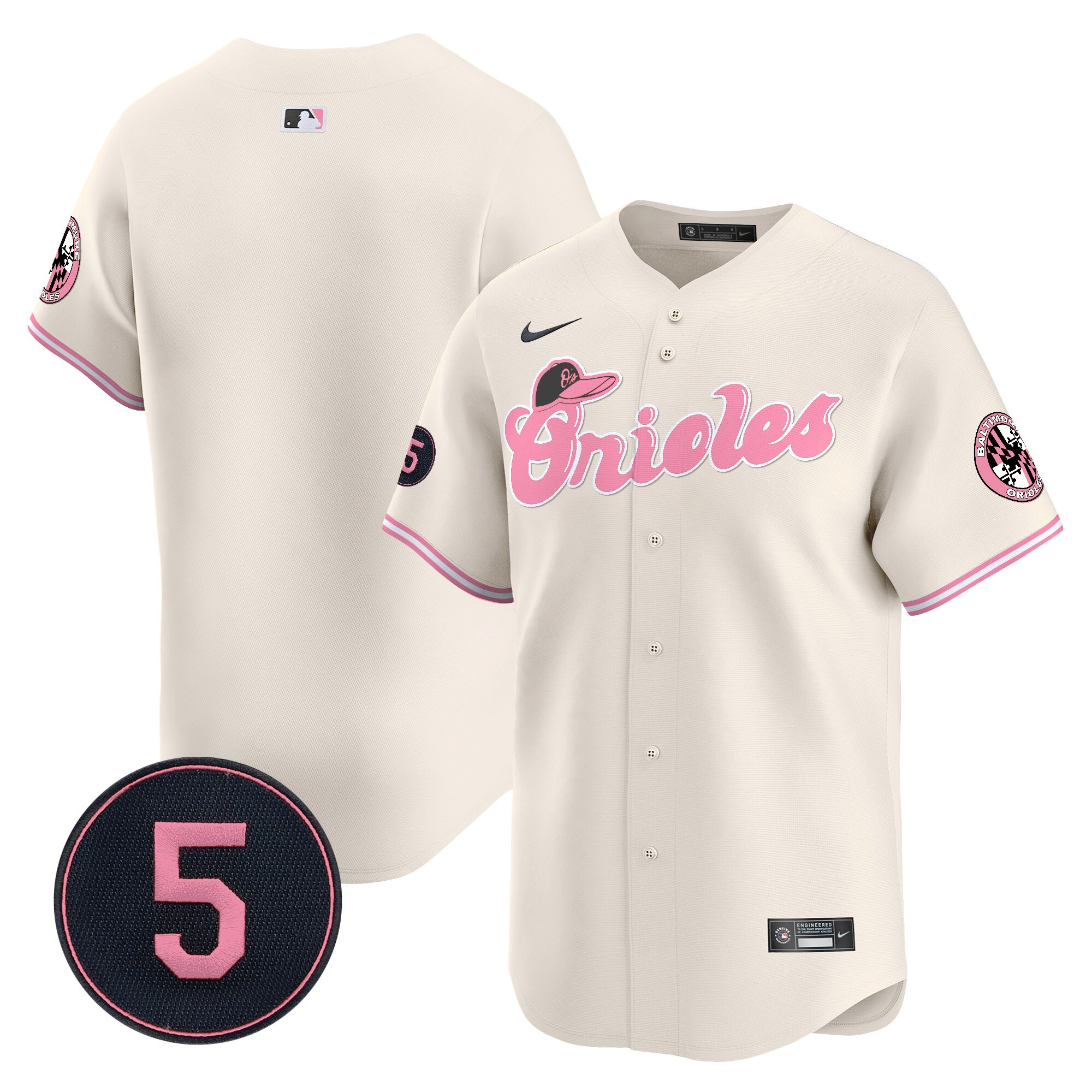 Unisex Baltimore Orioles Pastel Style Robinson Patch Vapor Premier Limited Cream Jersey - All Stitched