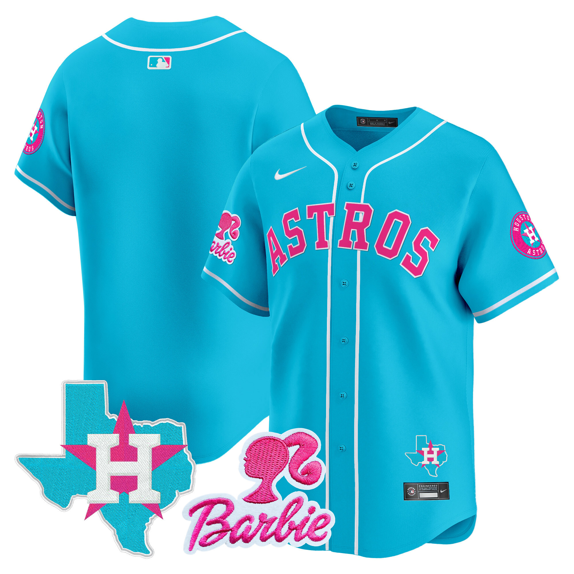 Unisex Houston Astros Barbie Patch Vapor Premier Limited Light Blue Jersey - All Stitched