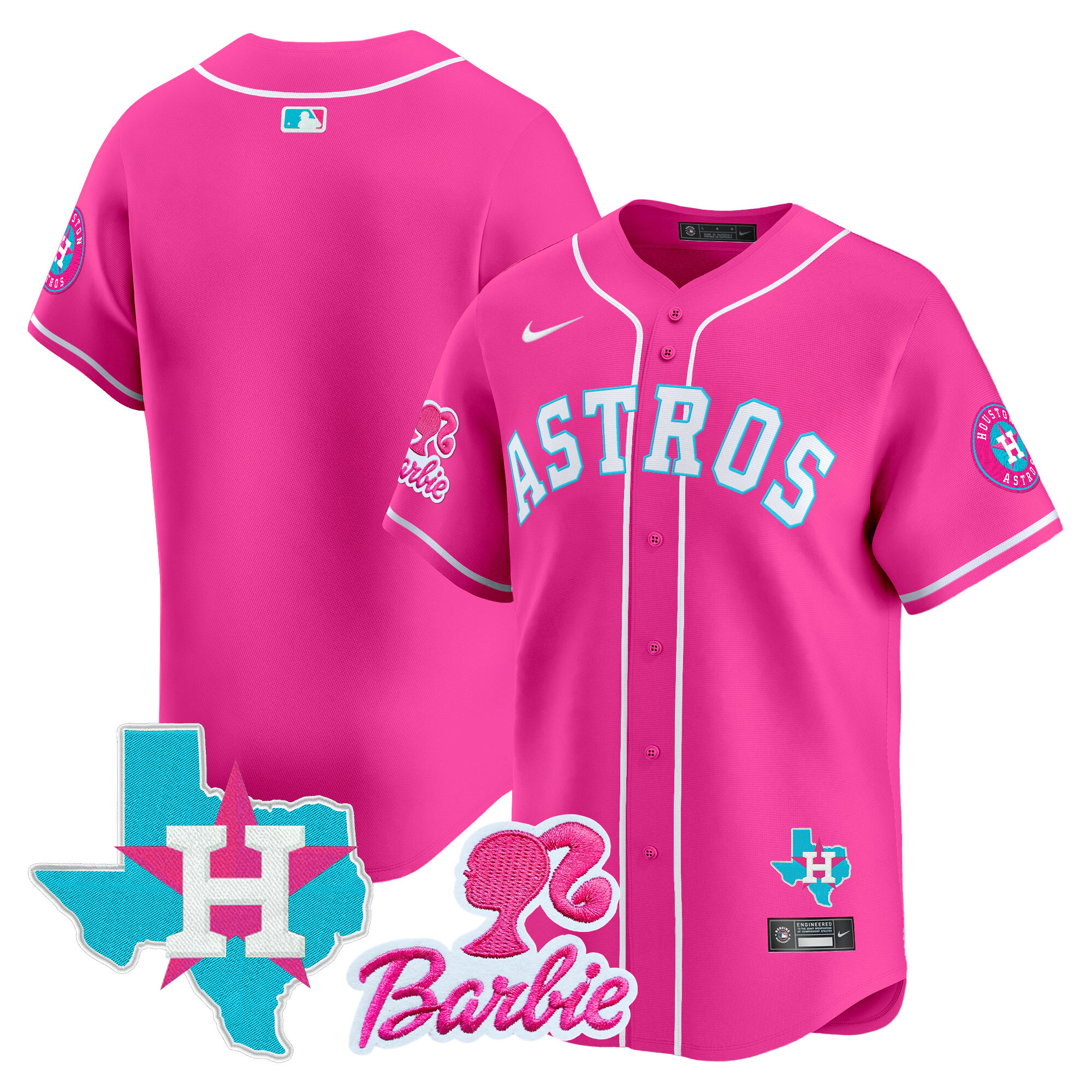 Unisex Houston Astros Barbie Patch Vapor Premier Limited Pink Jersey - All Stitched