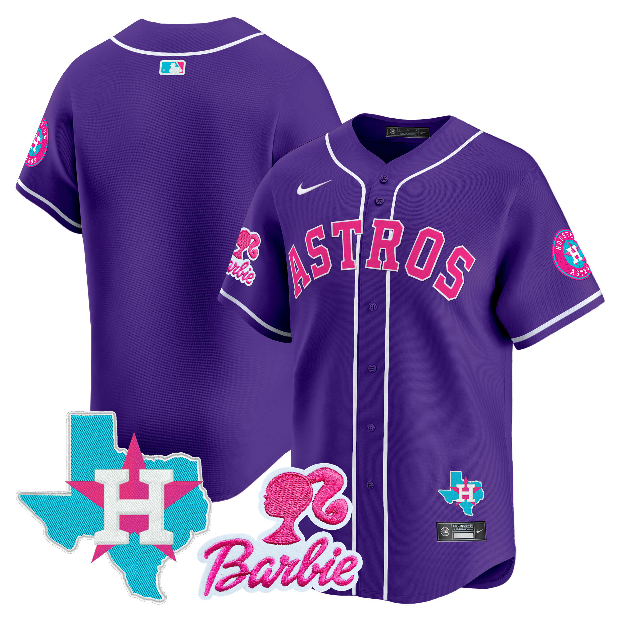 Unisex Houston Astros Barbie Patch Vapor Premier Limited Purple Jersey - All Stitched
