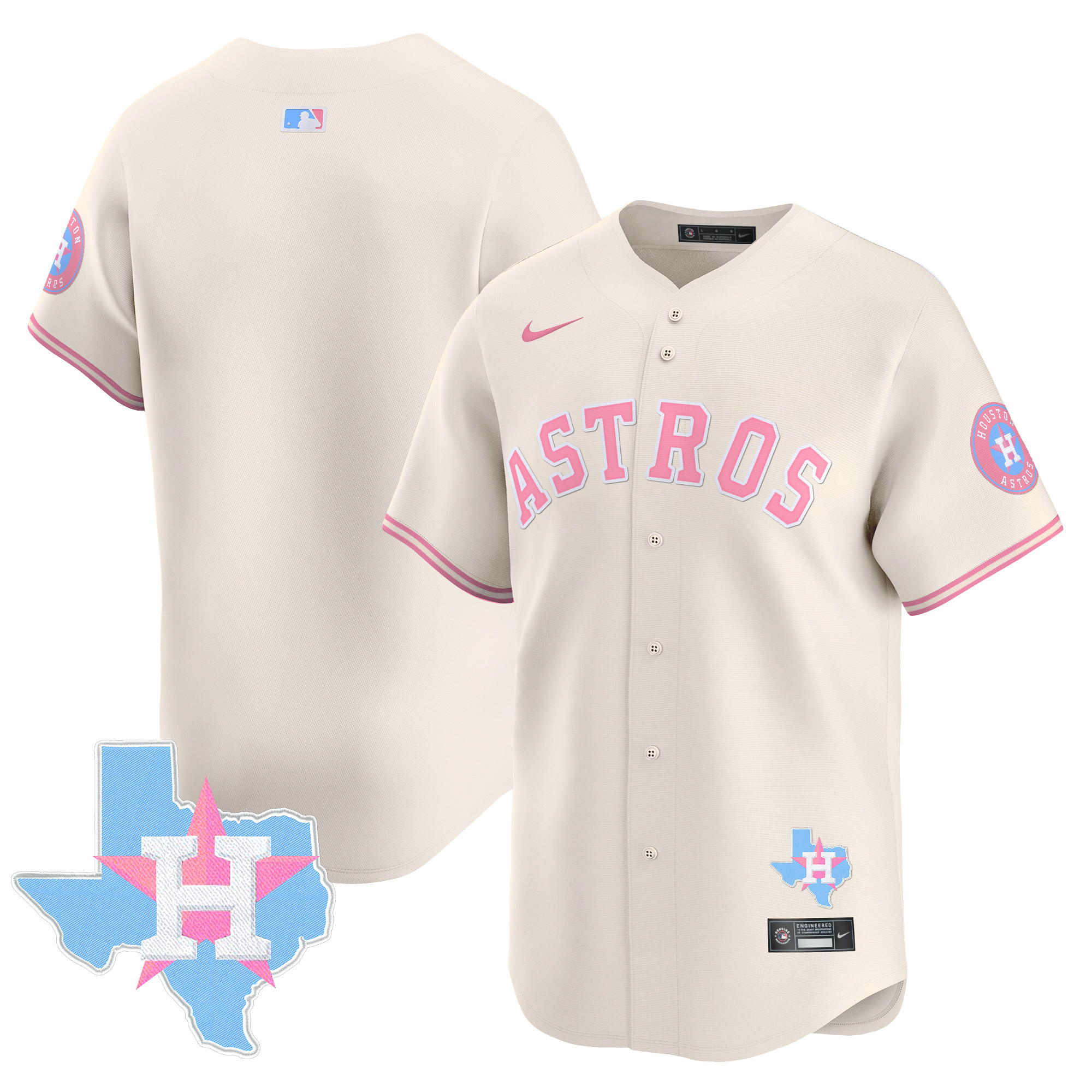 Unisex Houston Astros Bubblegum Pink Vapor Premier Limited Cream Jersey - All Stitched