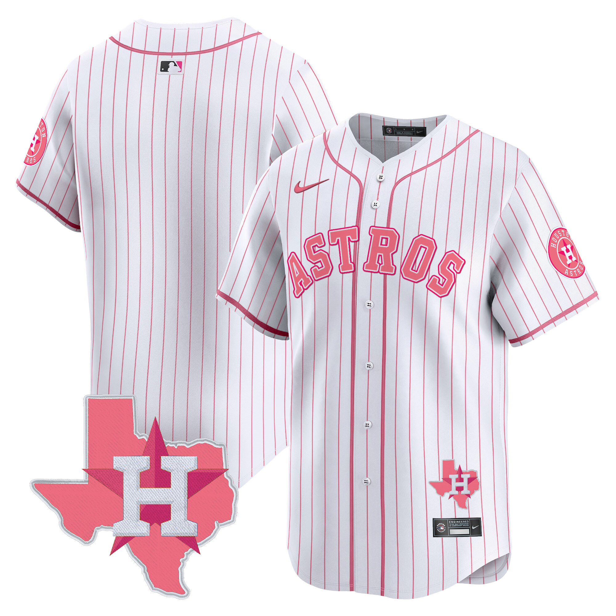 Unisex Houston Astros Bubblegum Pink Vapor Premier Limited PinStripe Jersey V2 - All Stitched
