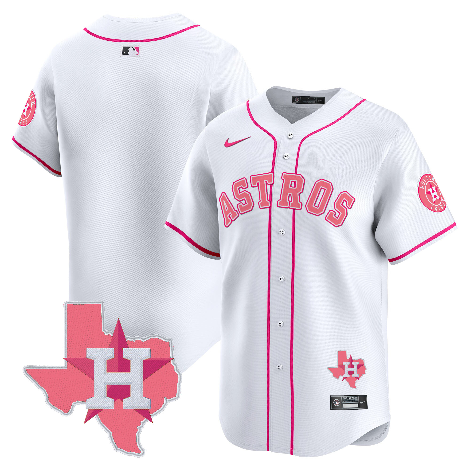 Unisex Houston Astros Bubblegum Pink Vapor Premier Limited White Jersey V2 - All Stitched