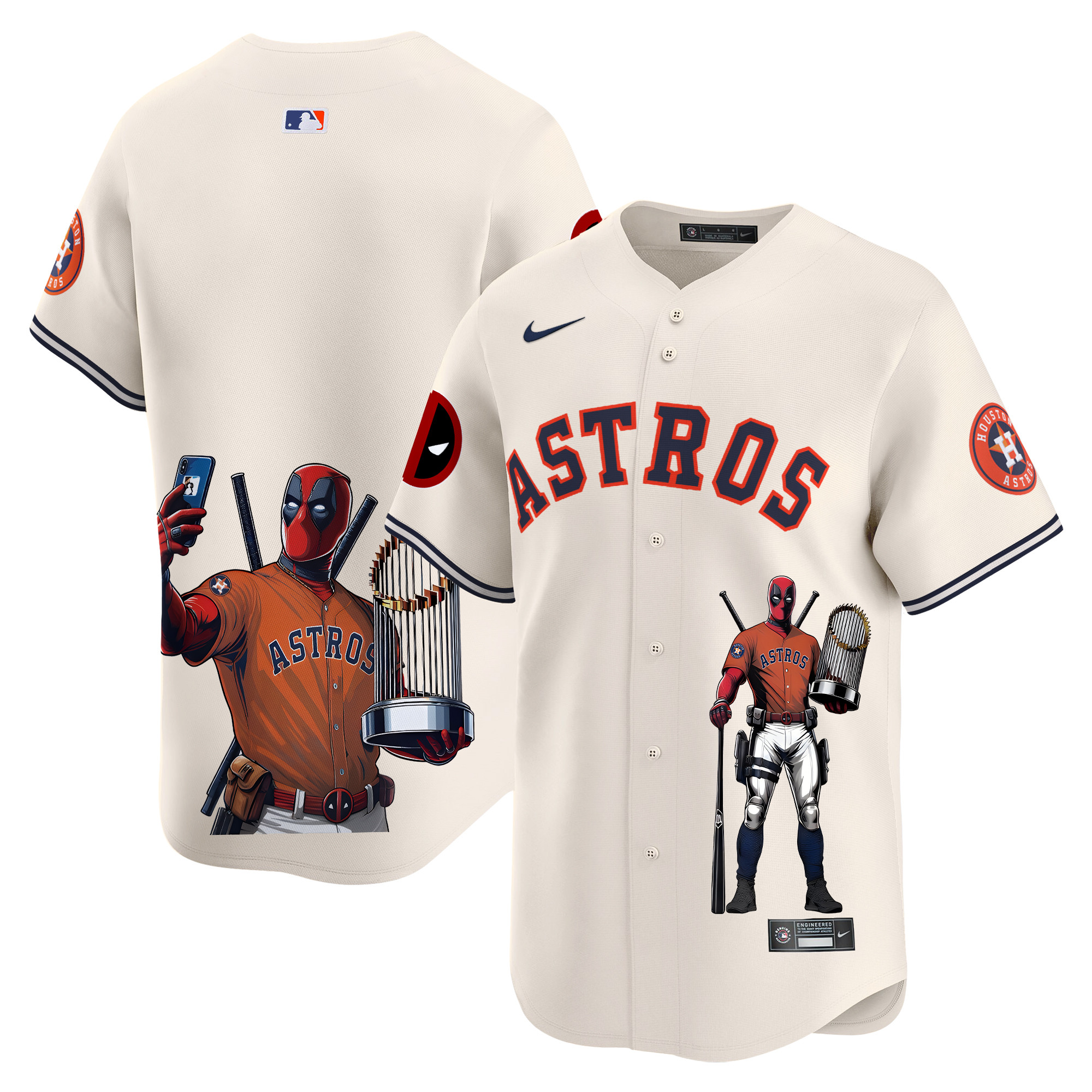 Unisex Houston Astros Deadpool Vapor Premier Limited Cream Jersey - Printed