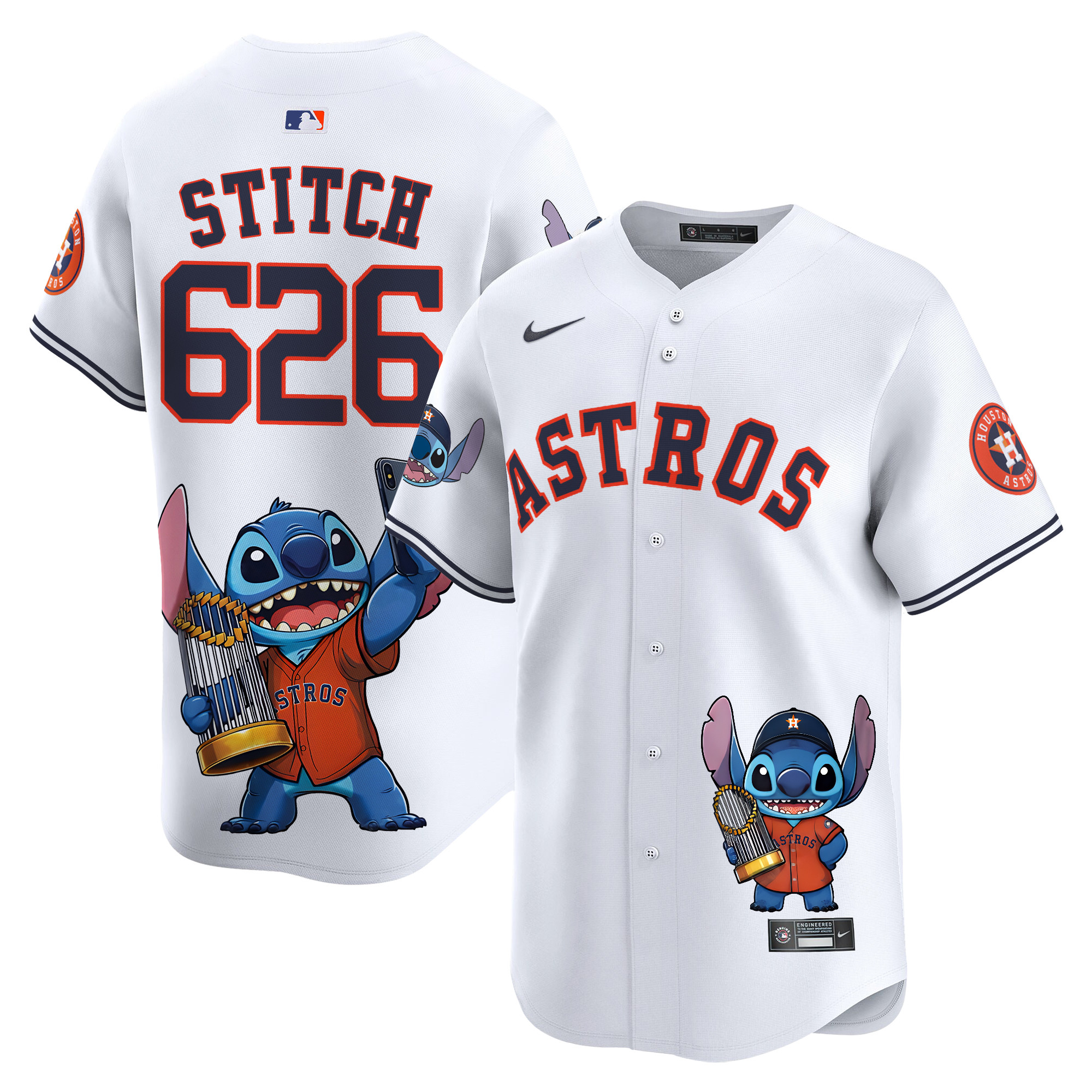 Unisex Houston Astros Lilo And Stitch Vapor Premier Limited White Jersey - Printed
