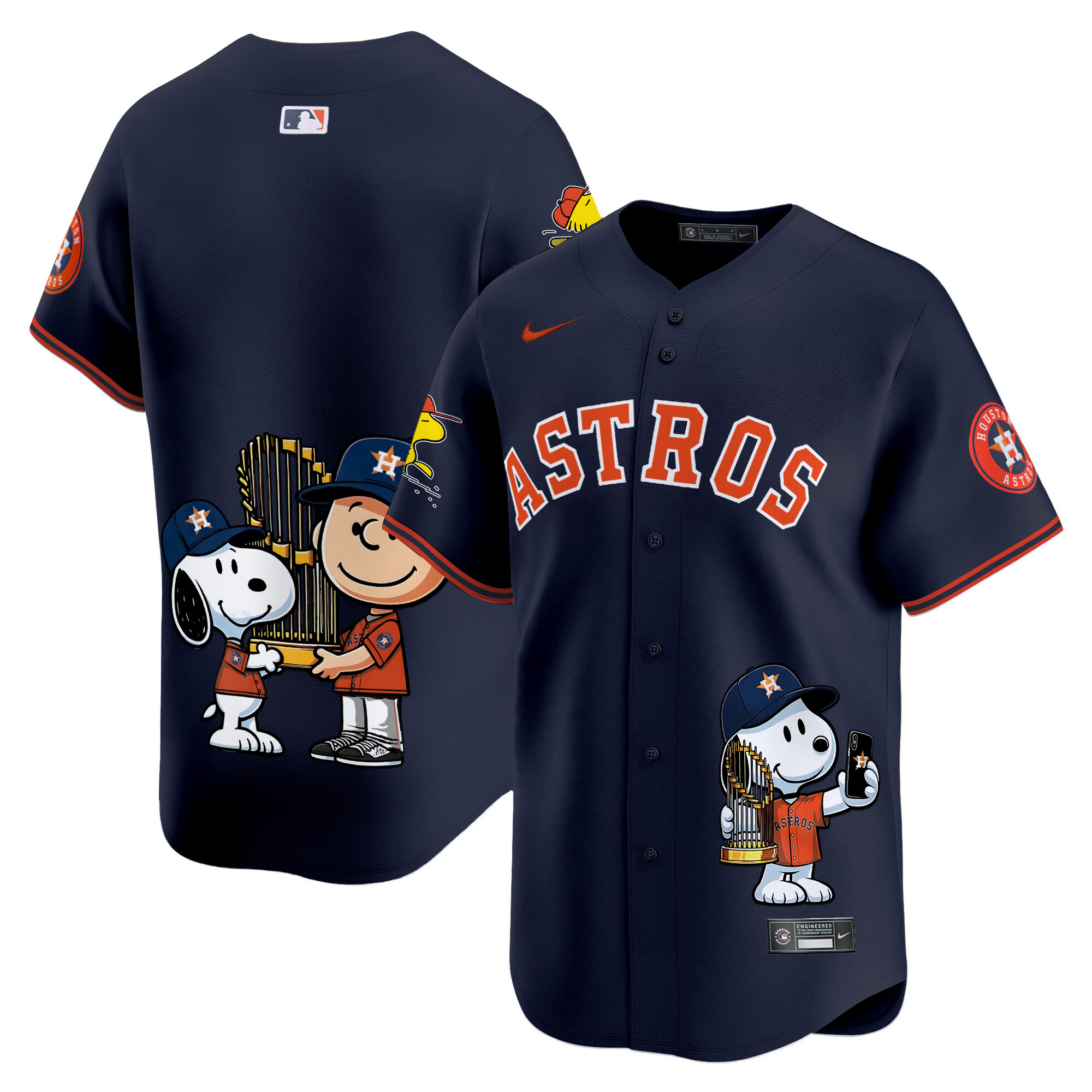 Unisex Houston Astros Peanut Snoopy Vapor Premier Limited Navy Jersey - Printed