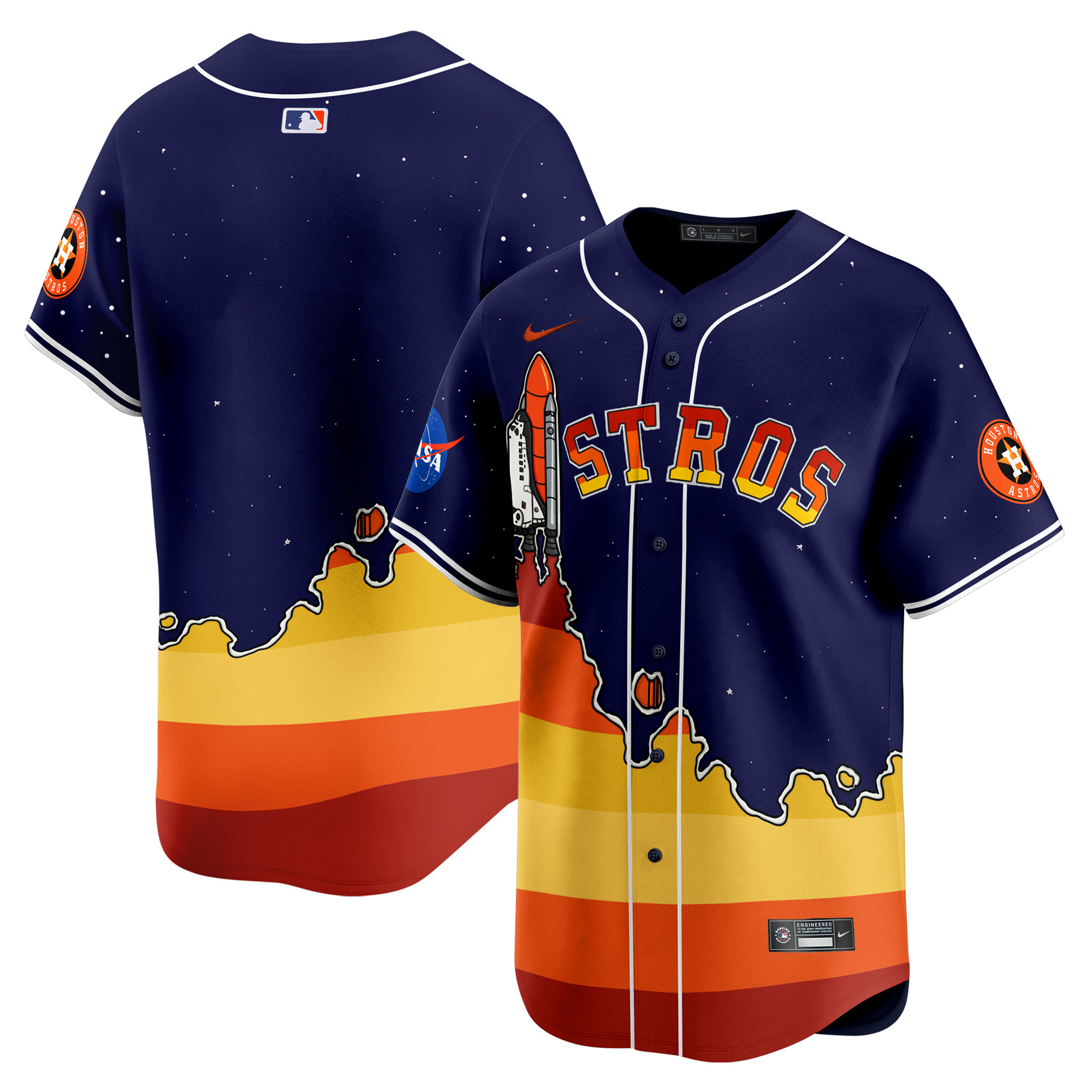 Unisex Houston Astros Space City and The Rainbow Guts Vapor Premier Limited Navy Jersey - Printed