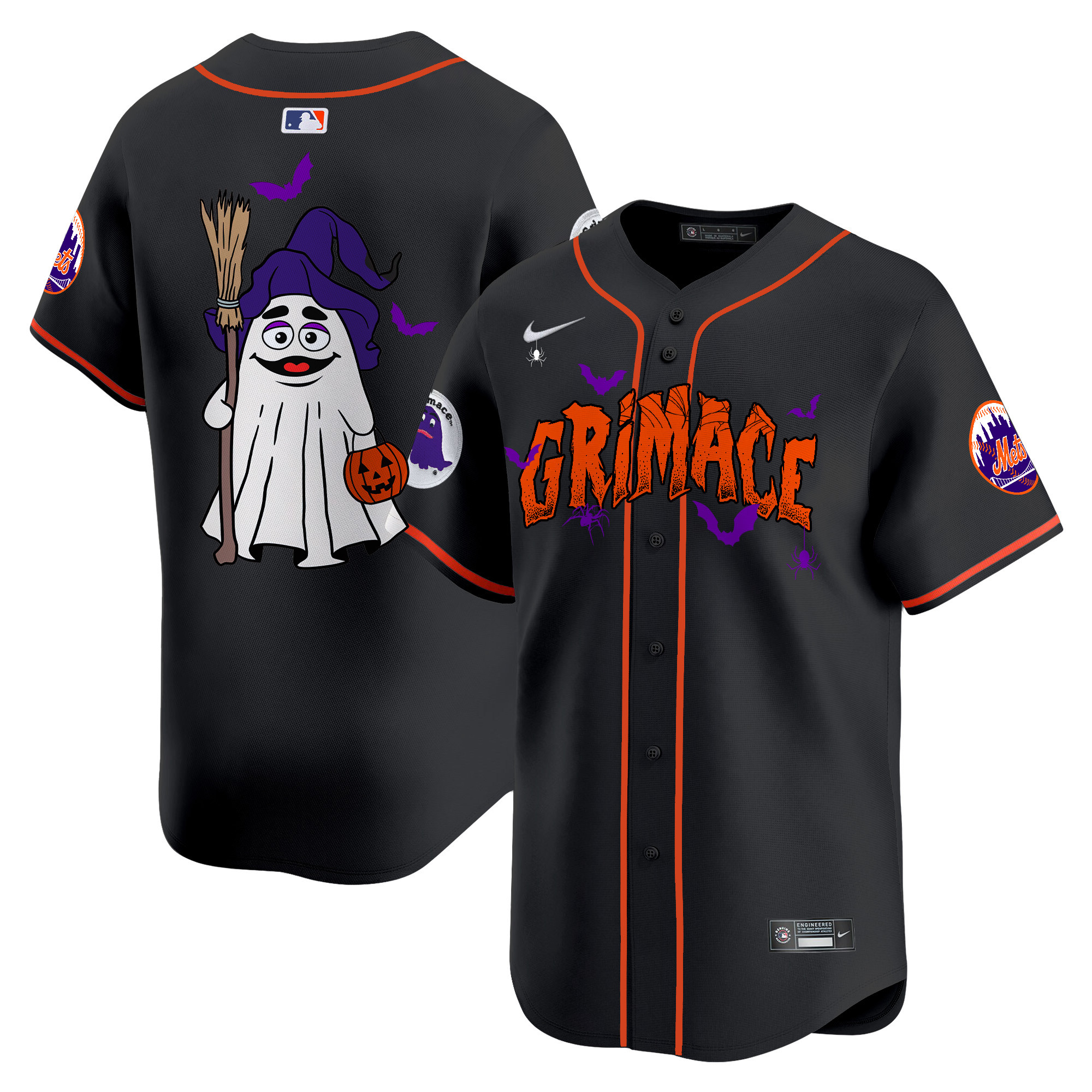 Unisex New York Mets Grimace Halloween Vapor Premier Limited Black Jersey- Printed