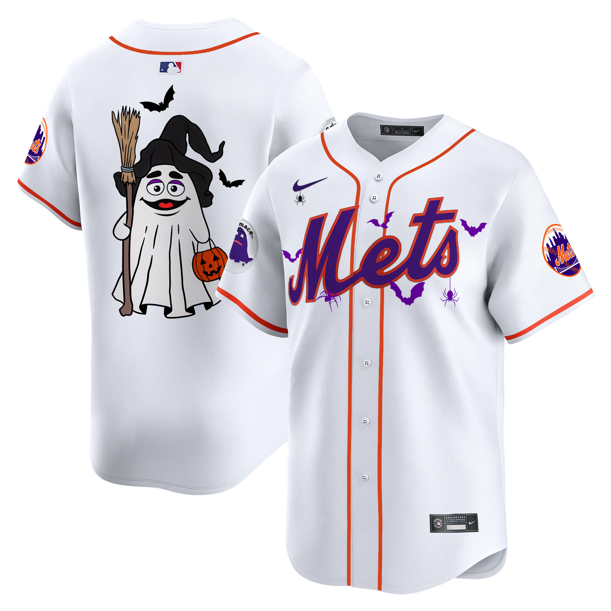Unisex New York Mets Grimace Halloween Vapor Premier Limited White Jersey V2- Printed