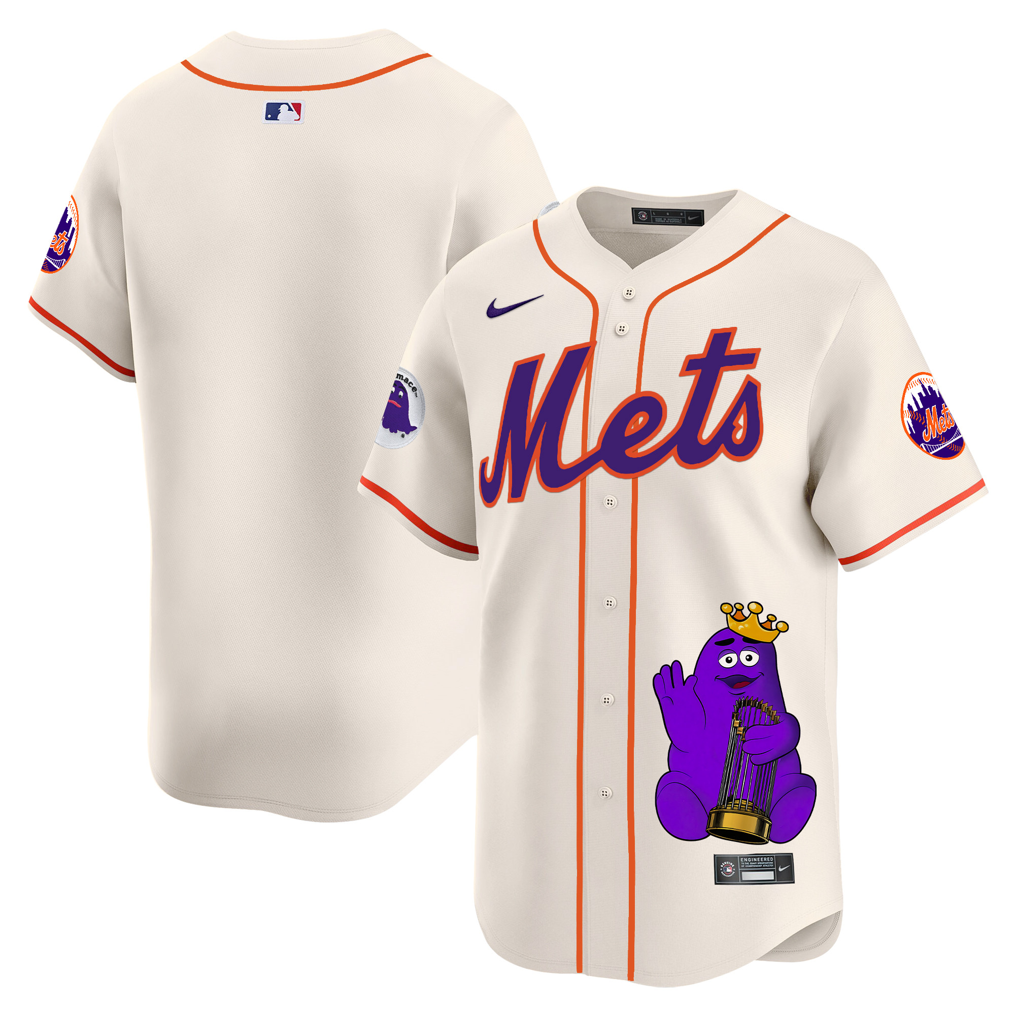 Unisex New York Mets Grimace Vapor Premier Limited Cream Jersey - Printed