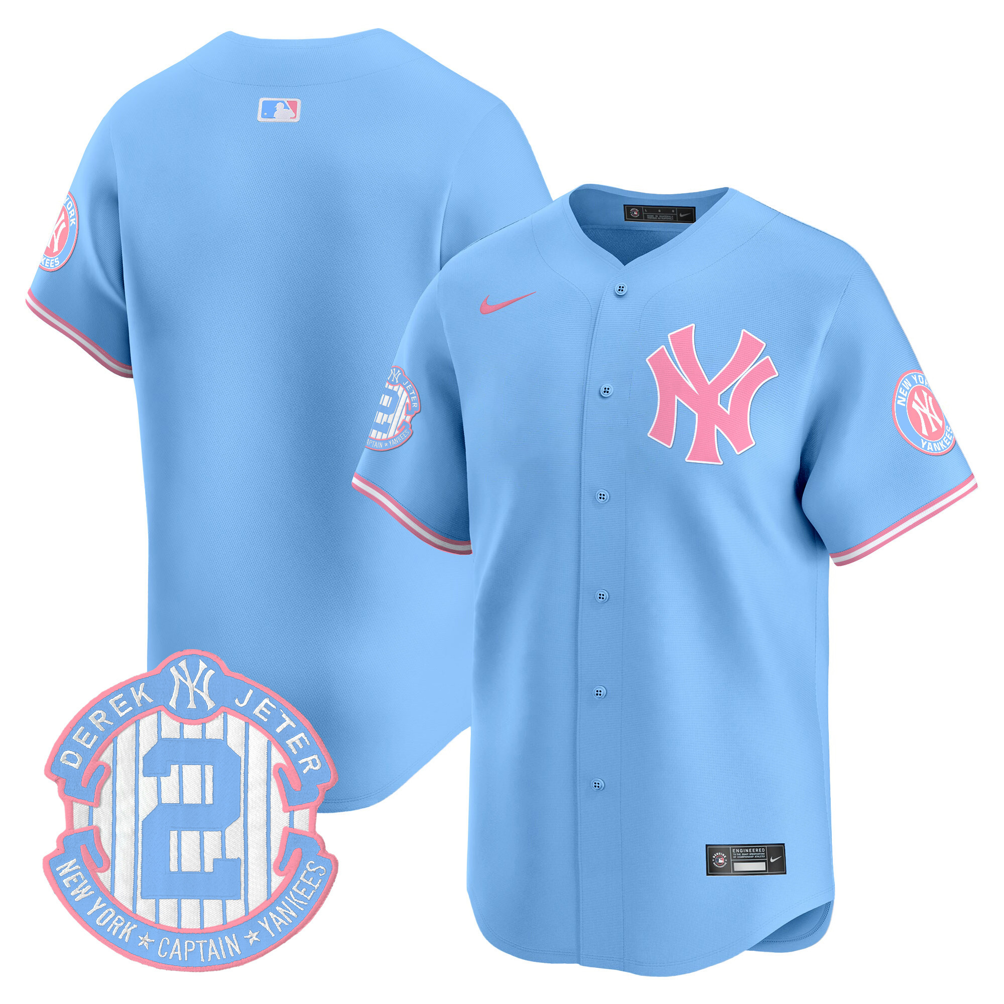 Unisex New York Yankees Bubblegum Pink Vapor Premier Limited Light Blue Jersey - All Stitched