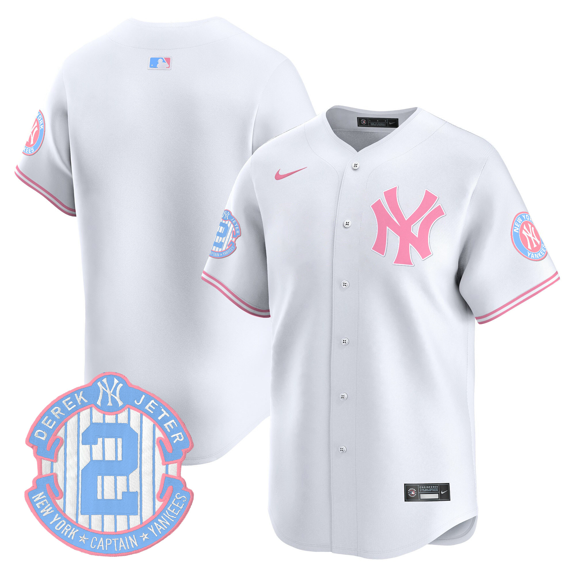 Unisex New York Yankees Bubblegum Pink Vapor Premier Limited White Jersey - All Stitched