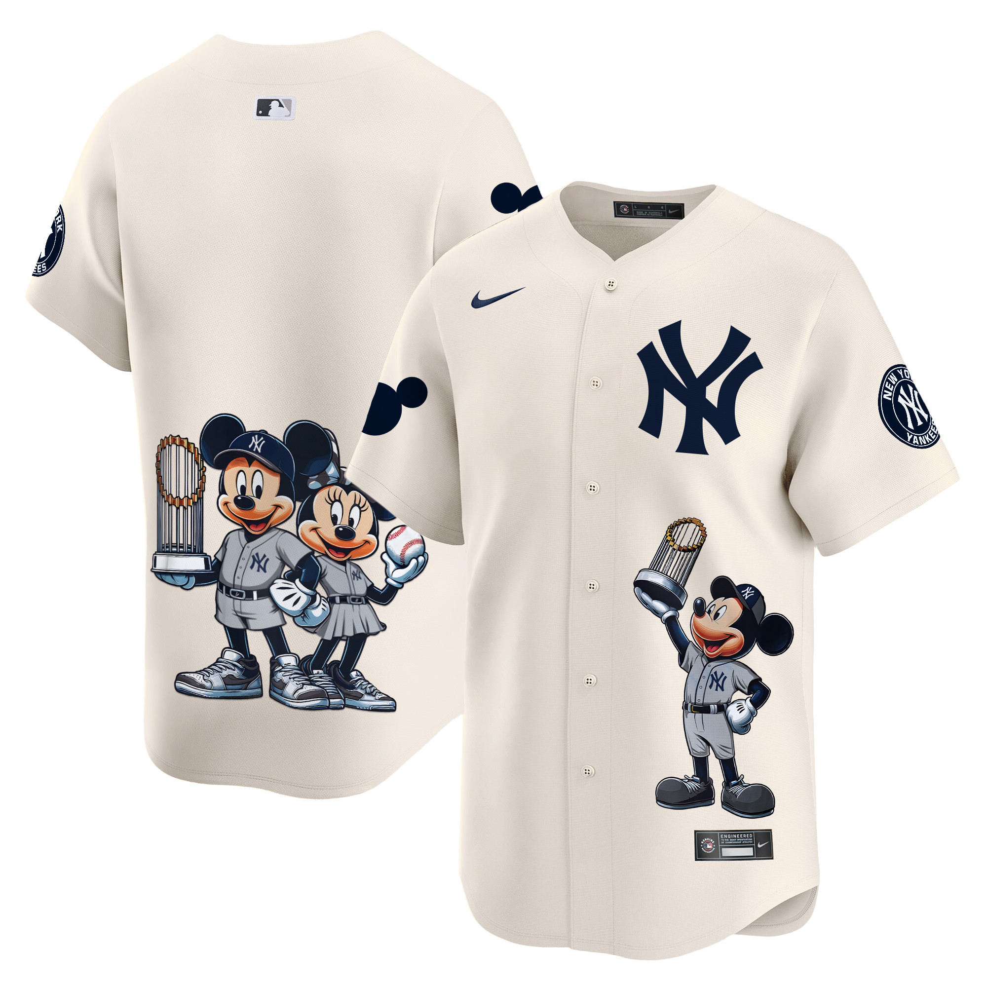 Unisex New York Yankees Mickey Vapor Premier Limited Cream Jersey - Printed