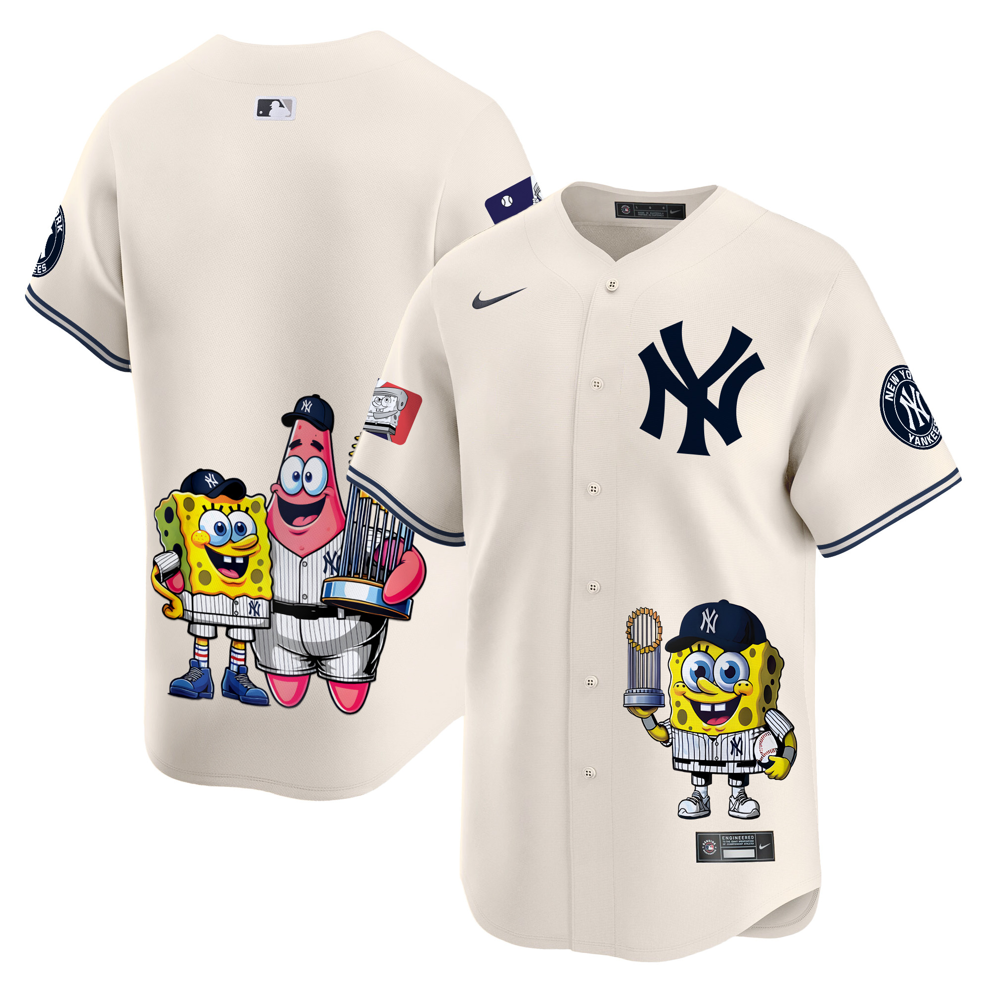 Unisex New York Yankees SpongeBob SquarePants Vapor Premier Limited Cream Jersey - Printed