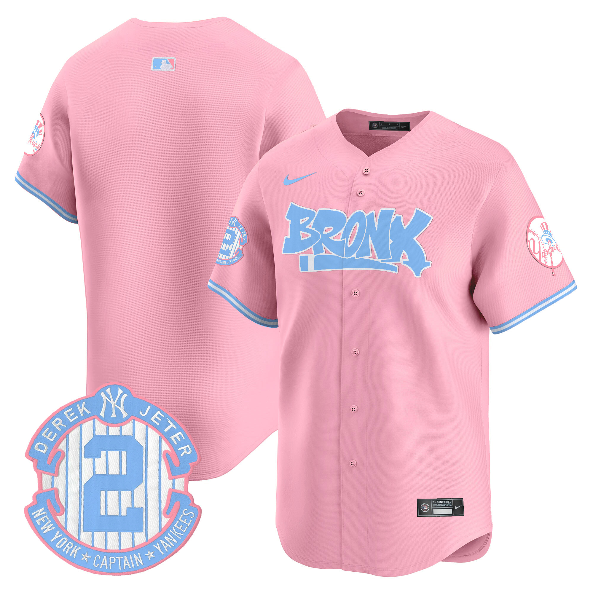 Unisex New York Yankees The Bronx Graffiti Bubblegum Pink Vapor Premier Limited Pink Jersey - All Stitched