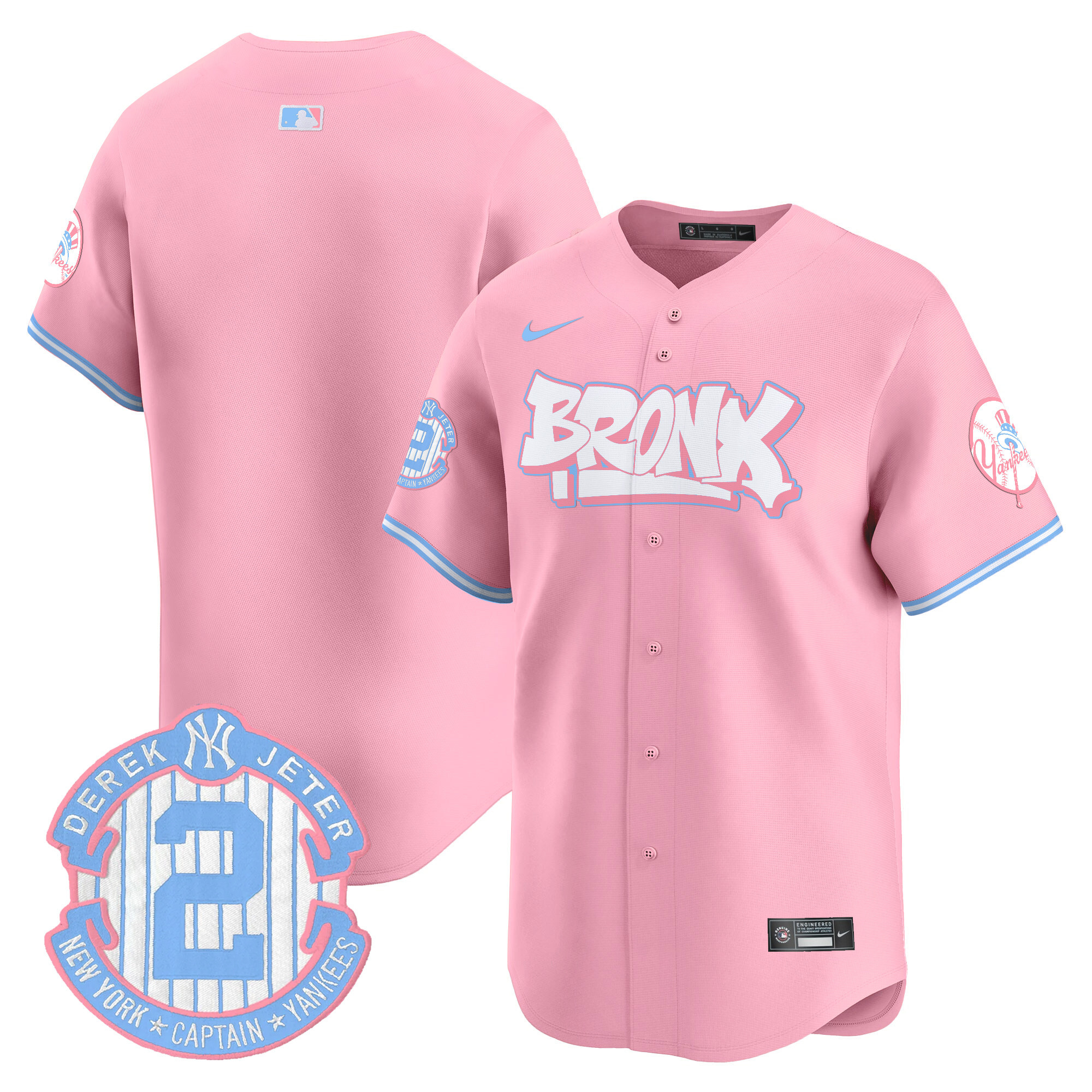 Unisex New York Yankees The Bronx Graffiti Bubblegum Pink Vapor Premier Limited Pink Jersey V2 - All Stitched