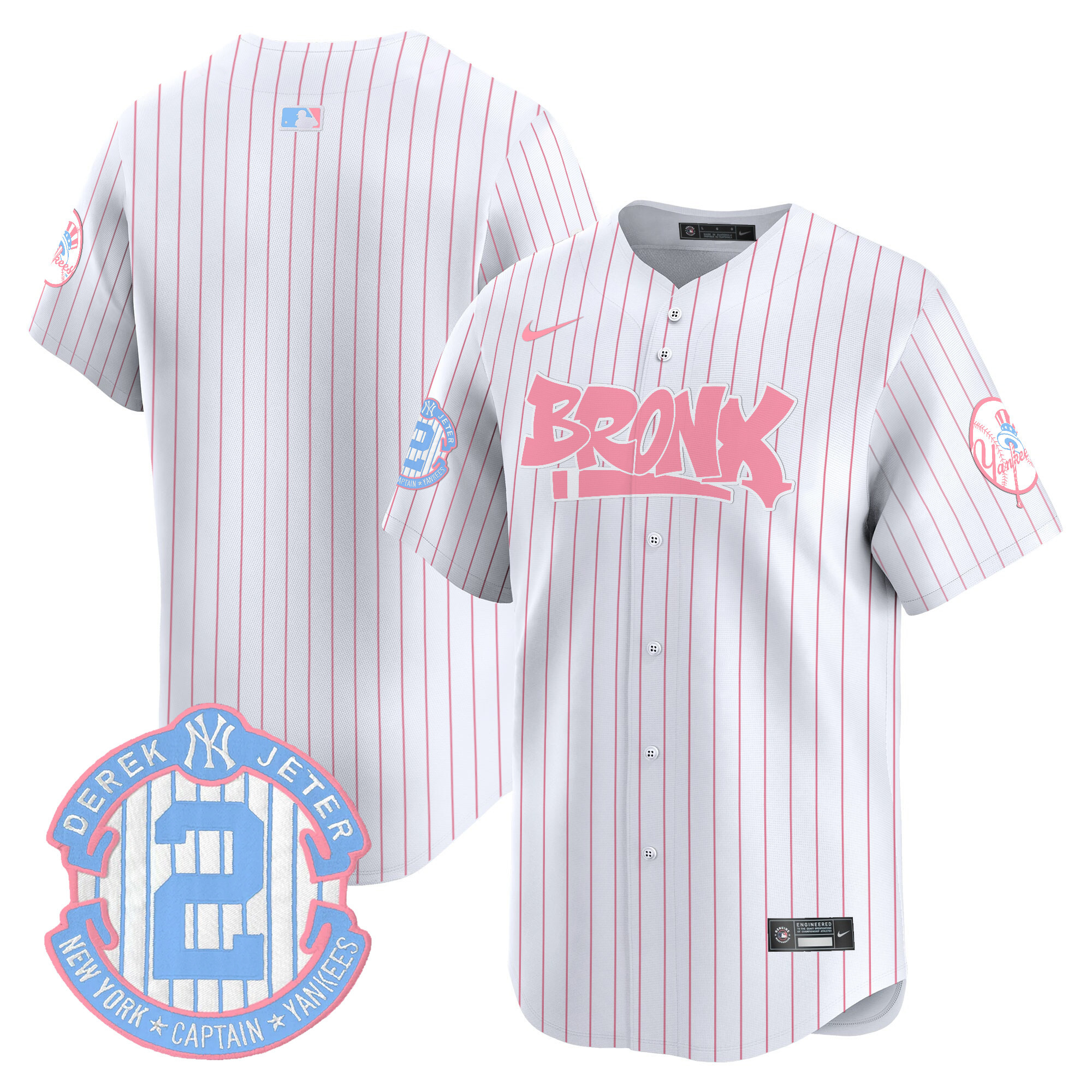 Unisex New York Yankees The Bronx Graffiti Bubblegum Pink Vapor Premier Limited Pinstripe Jersey - All Stitched