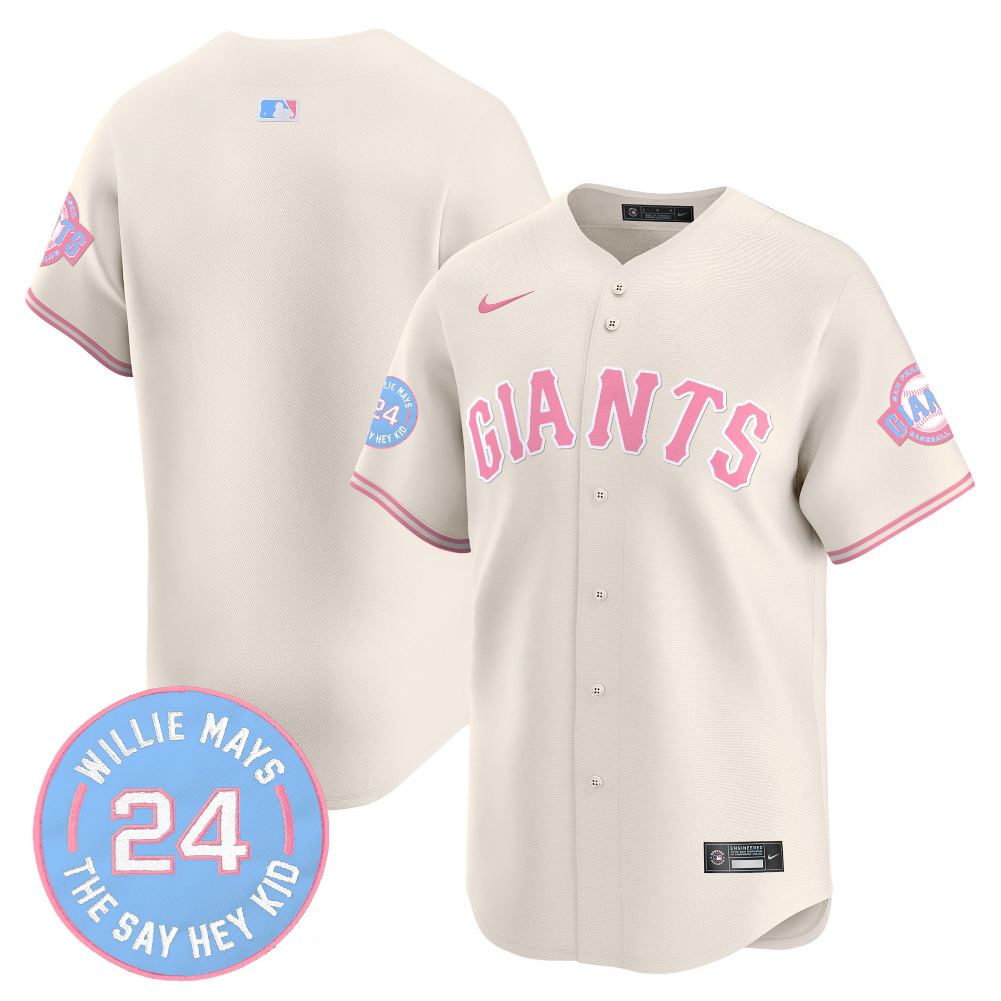 Unisex San Francisco Giants Bubblegum Pink Vapor Premier Limited Cream Jersey - All Stitched