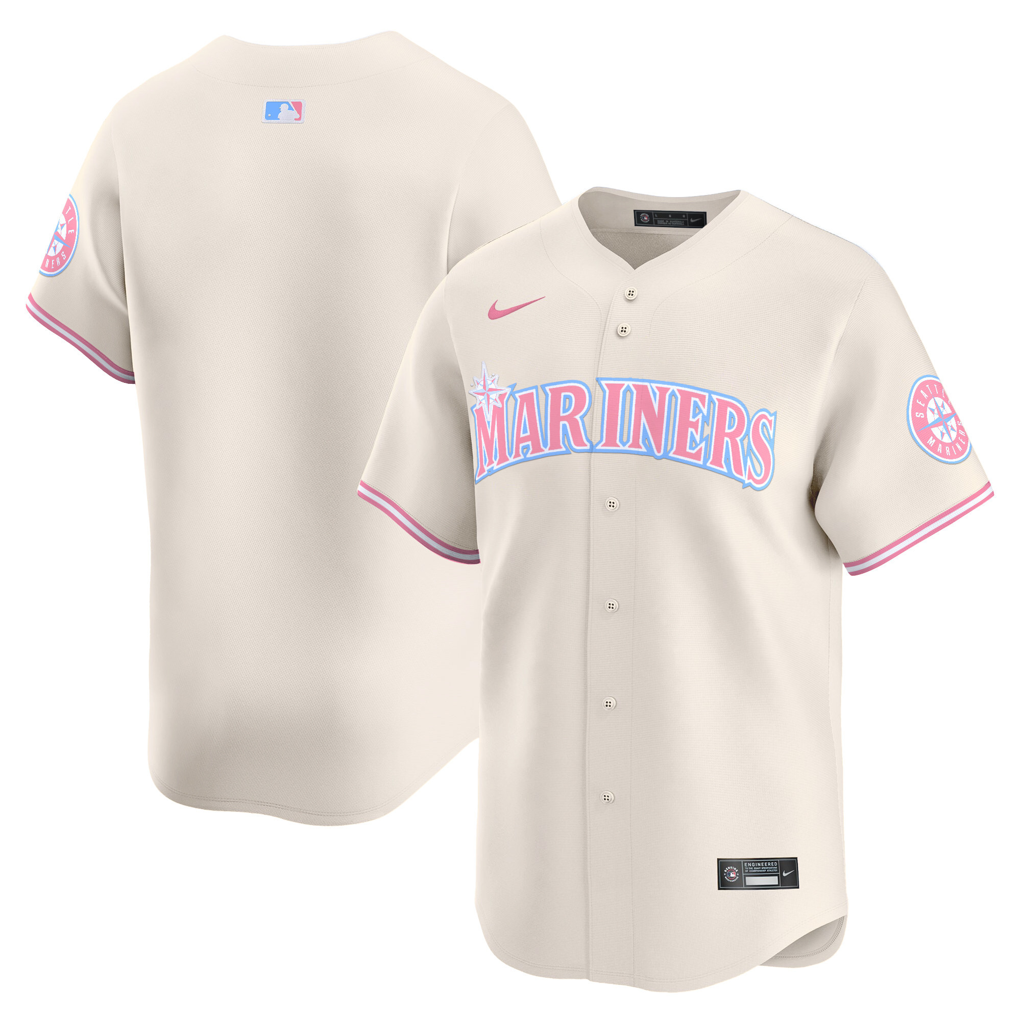Unisex Seattle Mariners Bubblegum Pink Vapor Premier Limited Cream Jersey - All Stitched