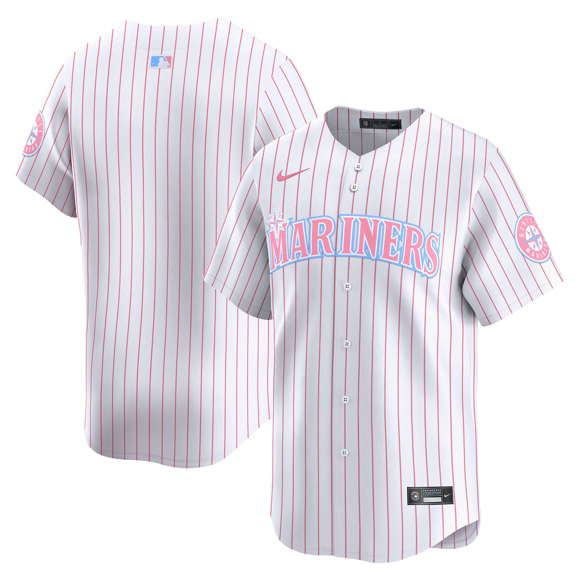 Unisex Seattle Mariners Bubblegum Pink Vapor Premier Limited Pinstripe Jersey - All Stitched