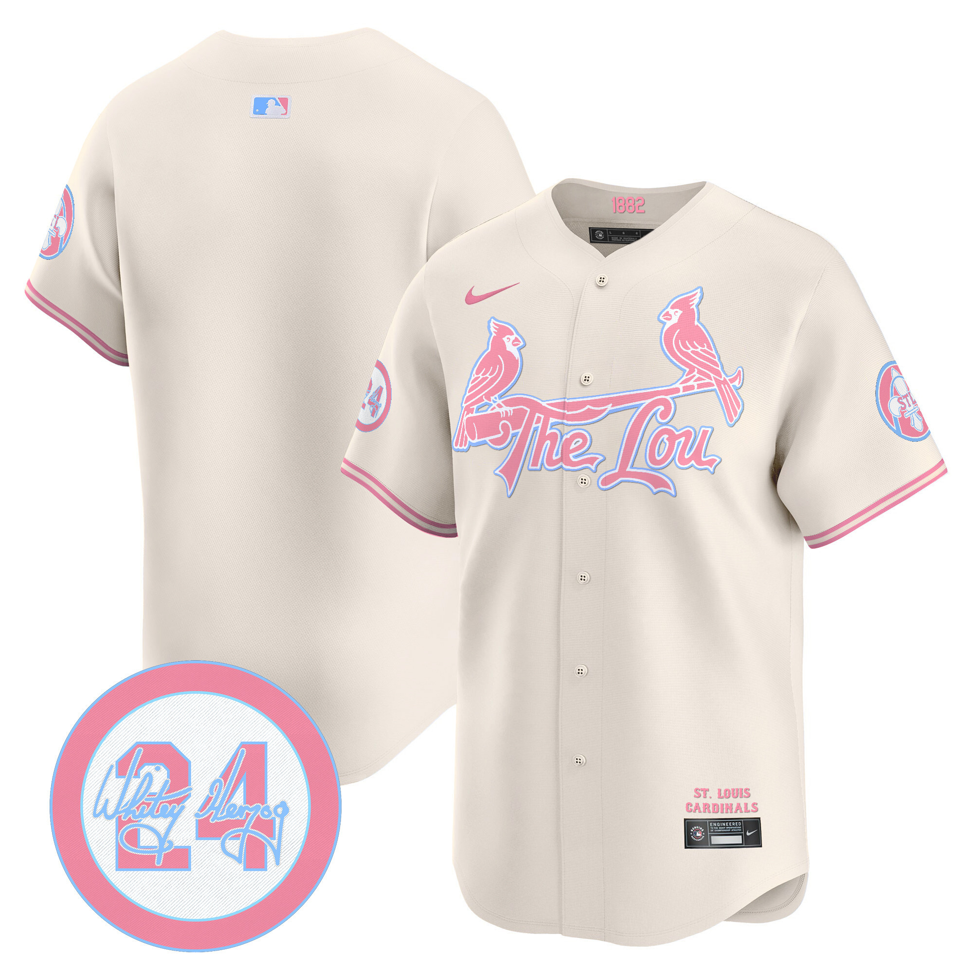 Unisex St. Louis Cardinals Bubblegum Pink Vapor Premier Limited Cream Jersey - All Stitched