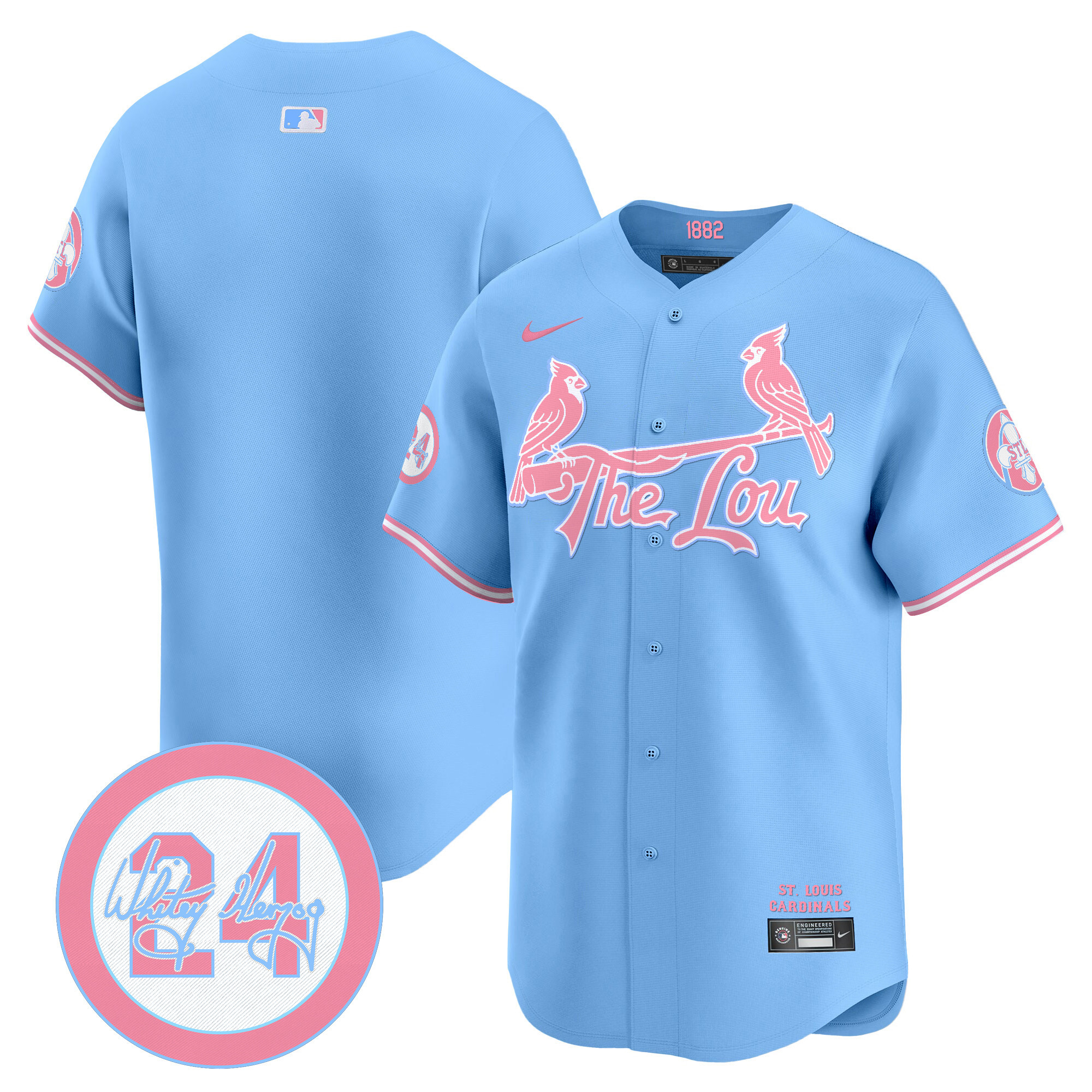 Unisex St. Louis Cardinals Bubblegum Pink Vapor Premier Limited Light Blue Jersey - All Stitched