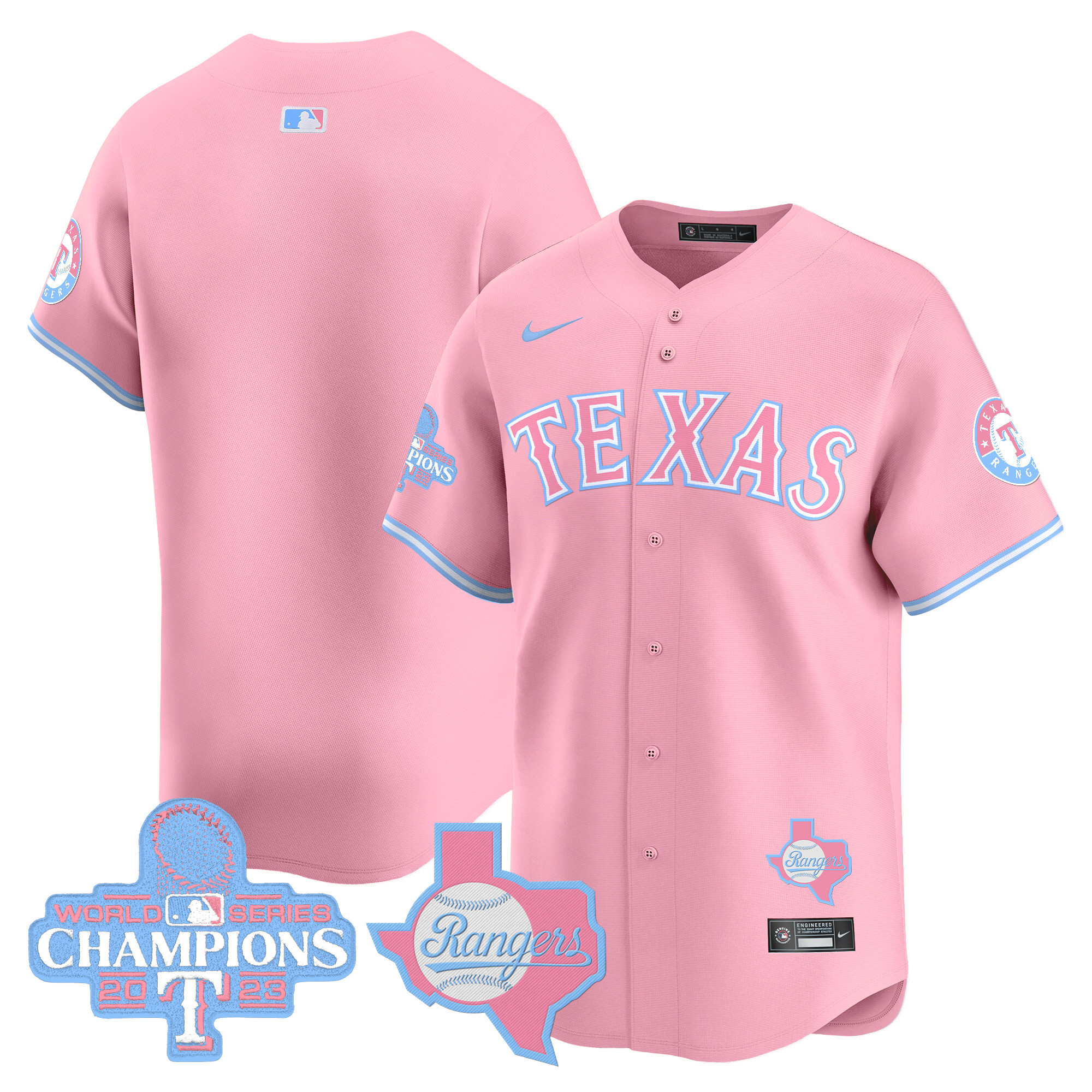 Unisex Texas Rangers Bubblegum Pink Vapor Premier Limited Pink Jersey - All Stitched