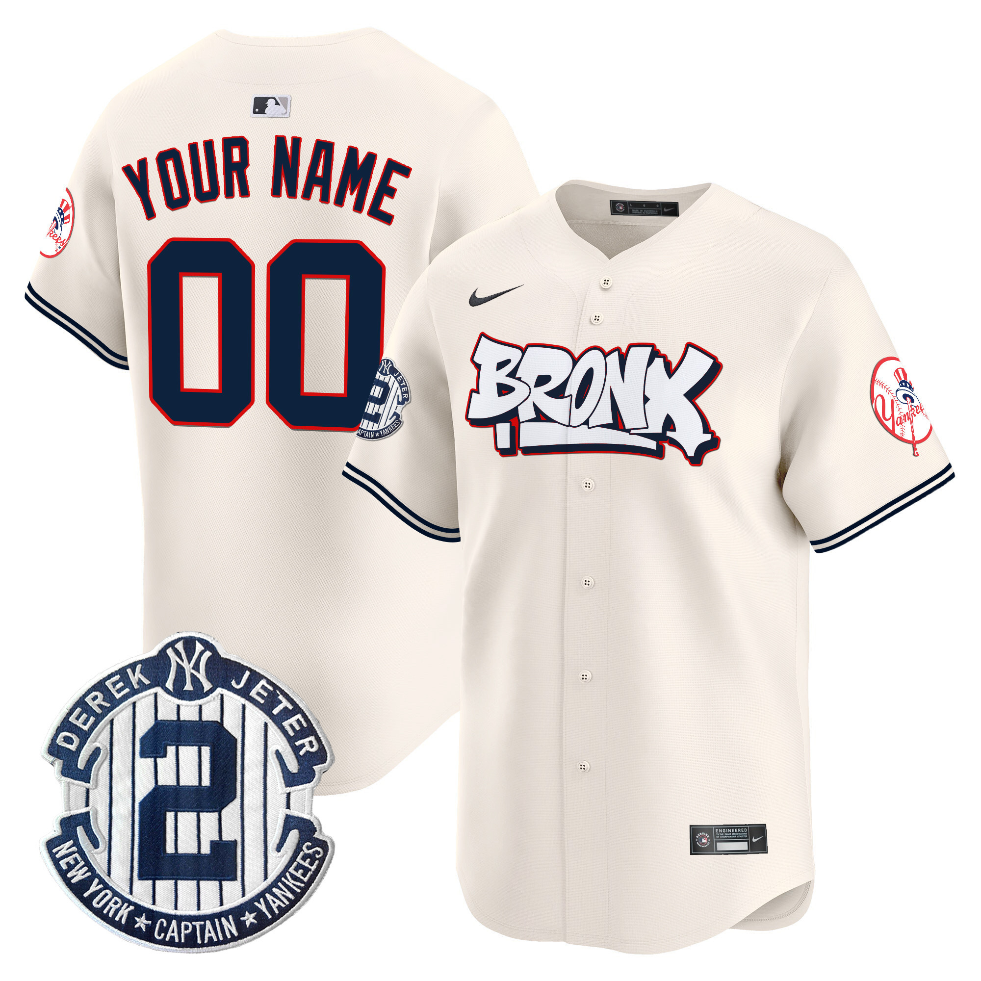 Unisex Unisex New York Yankees The Bronx Graffiti Vapor Premier Limited Custom Cream Jersey V4 - All Stitched