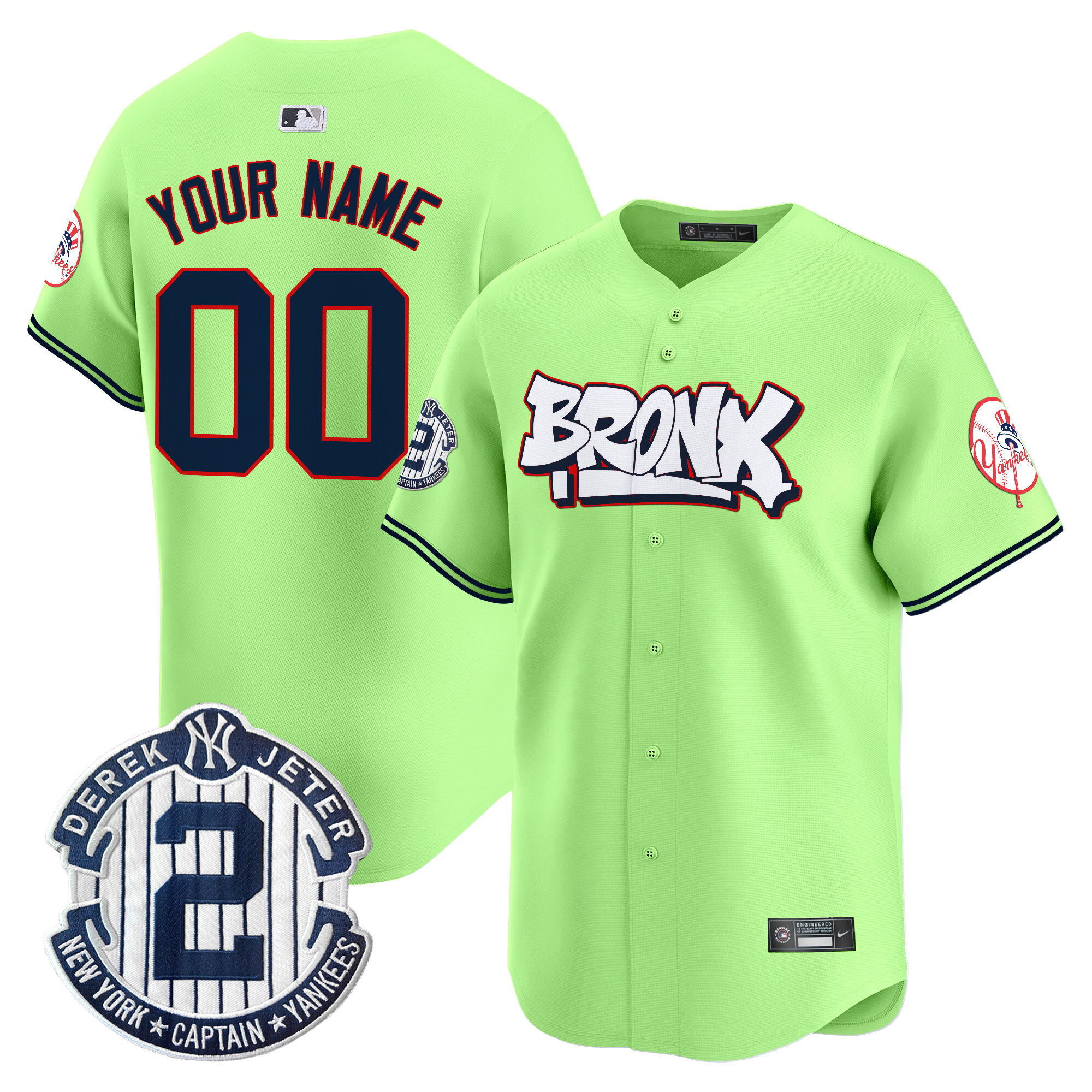 Unisex Unisex New York Yankees The Bronx Graffiti Vapor Premier Limited Custom Green Jersey V4 - All Stitched