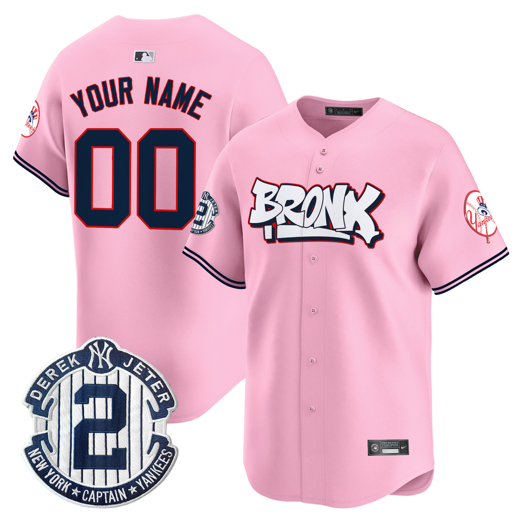 Unisex Unisex New York Yankees The Bronx Graffiti Vapor Premier Limited Custom Pink Jersey V4 - All Stitched