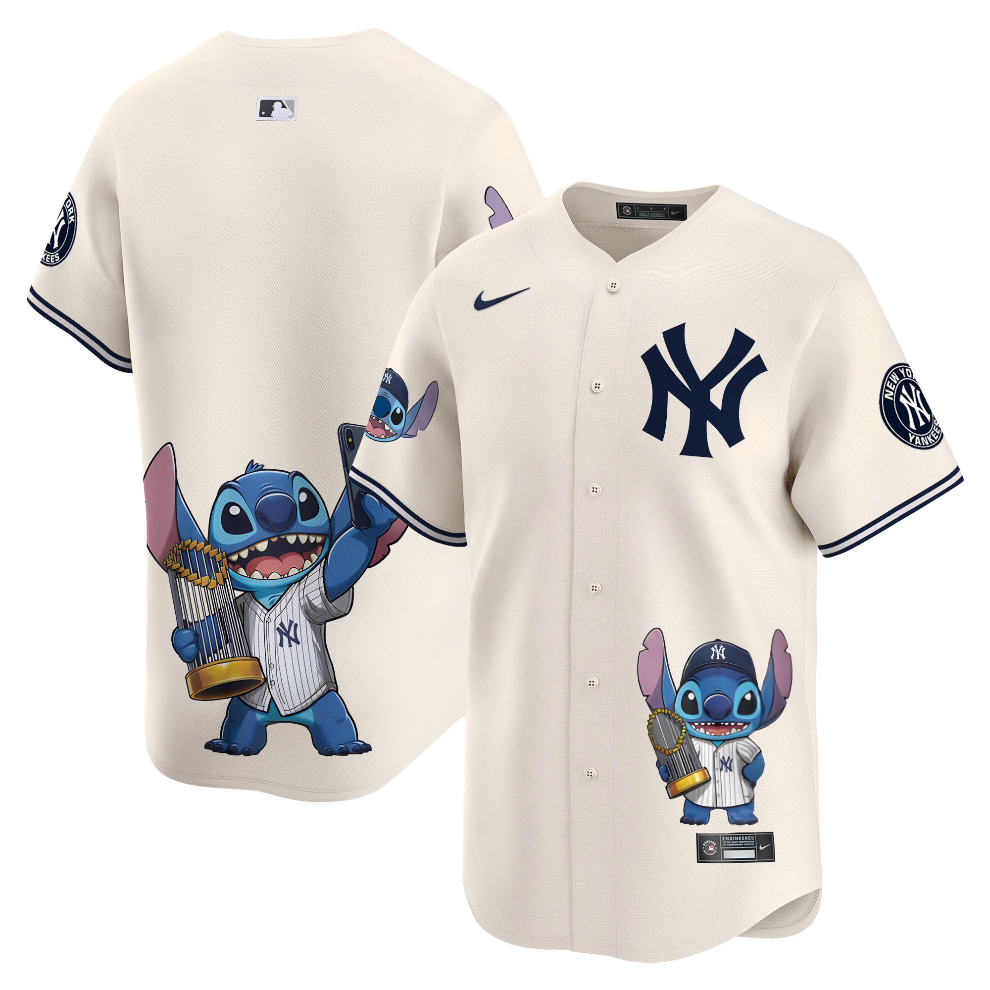 Unisex Yankee Lilo And Stitch Vapor Premier Limited Cream Houston Astros Jersey - Printed