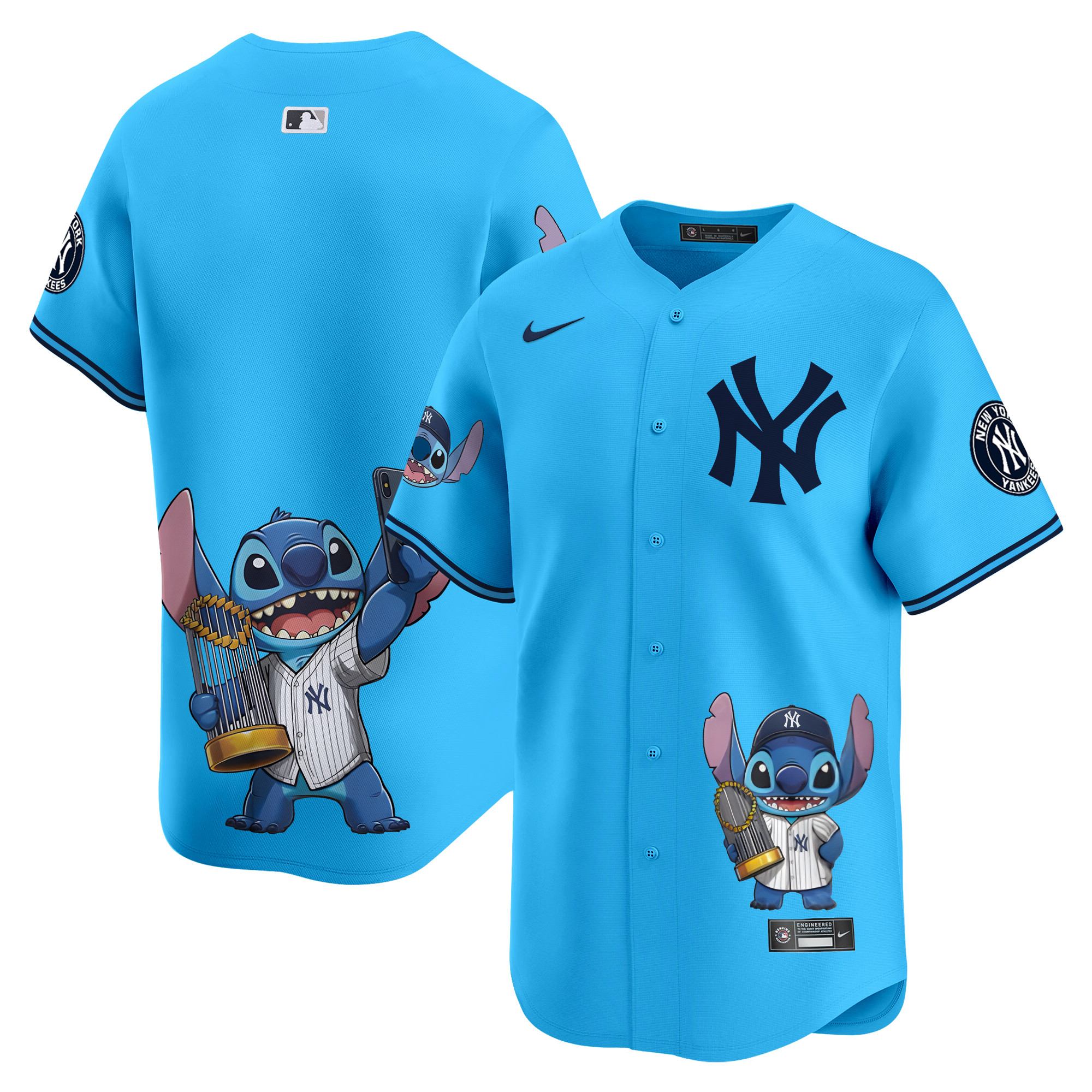 Unisex Yankee Lilo And Stitch Vapor Premier Limited Light Blue Houston Astros Jersey - Printed