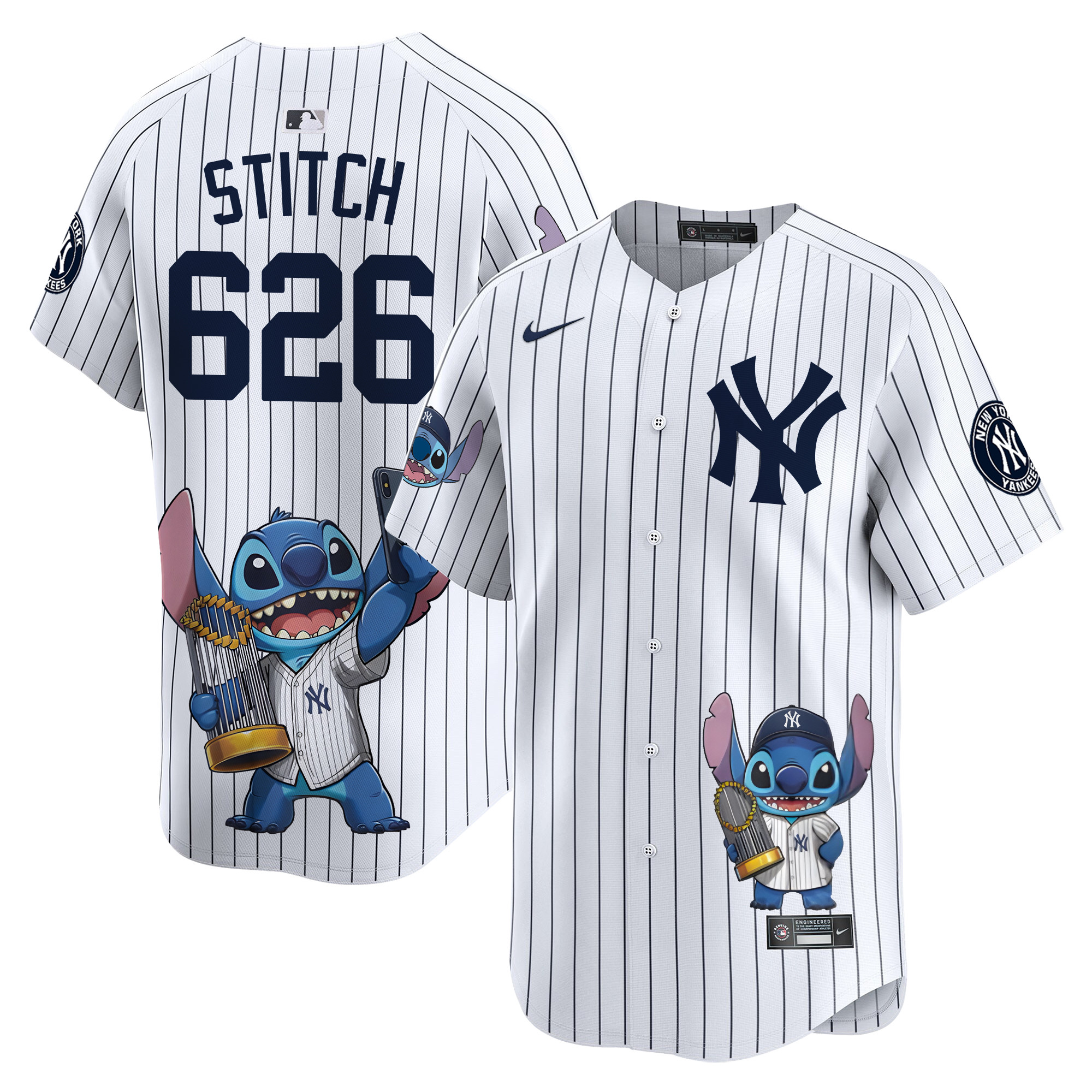 Unisex Yankee Lilo And Stitch Vapor Premier Limited Pinstripe Houston Astros Jersey - Printed