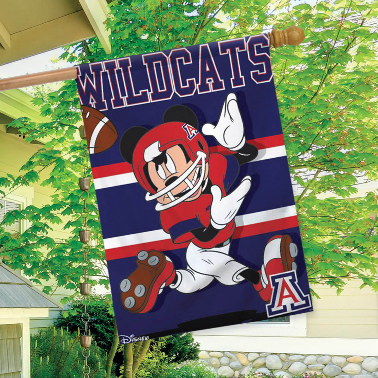 University of Arizona Wildcats NCAA Mickey Mouse Garden Flag, House Flag
