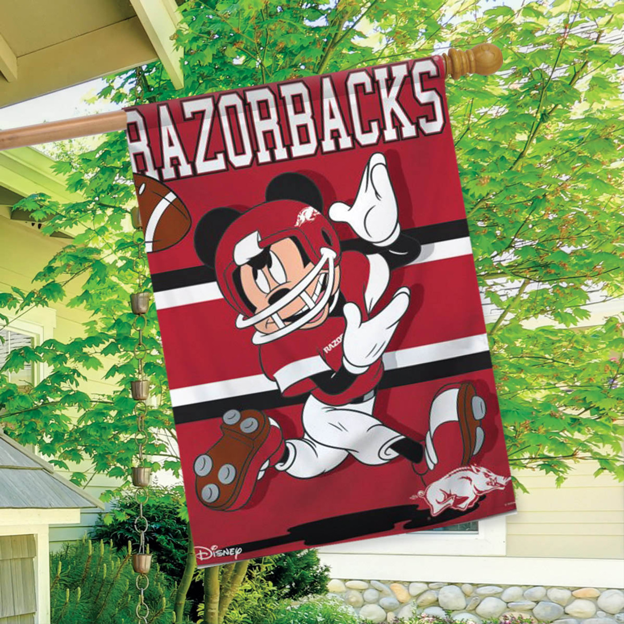 University of Arkansas Razorbacks NCAA Mickey Mouse Garden Flag, House Flag